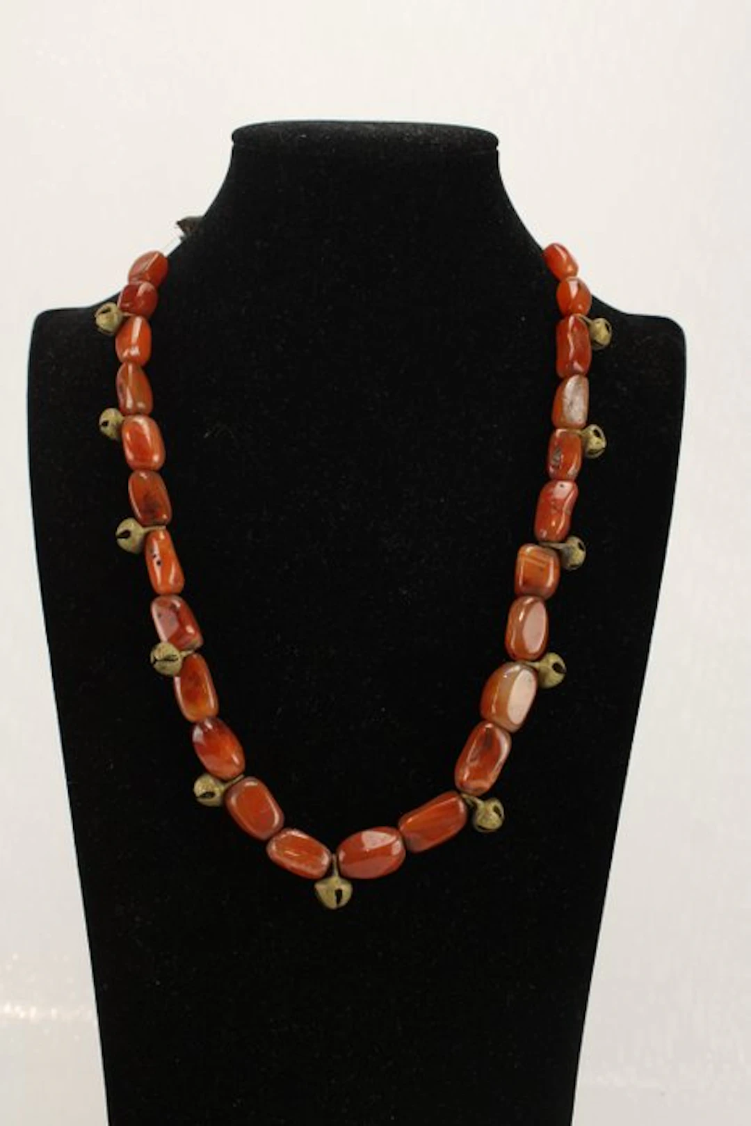 Tribal Necklace with Carnelian Beads & 1908 Quarter Anna...