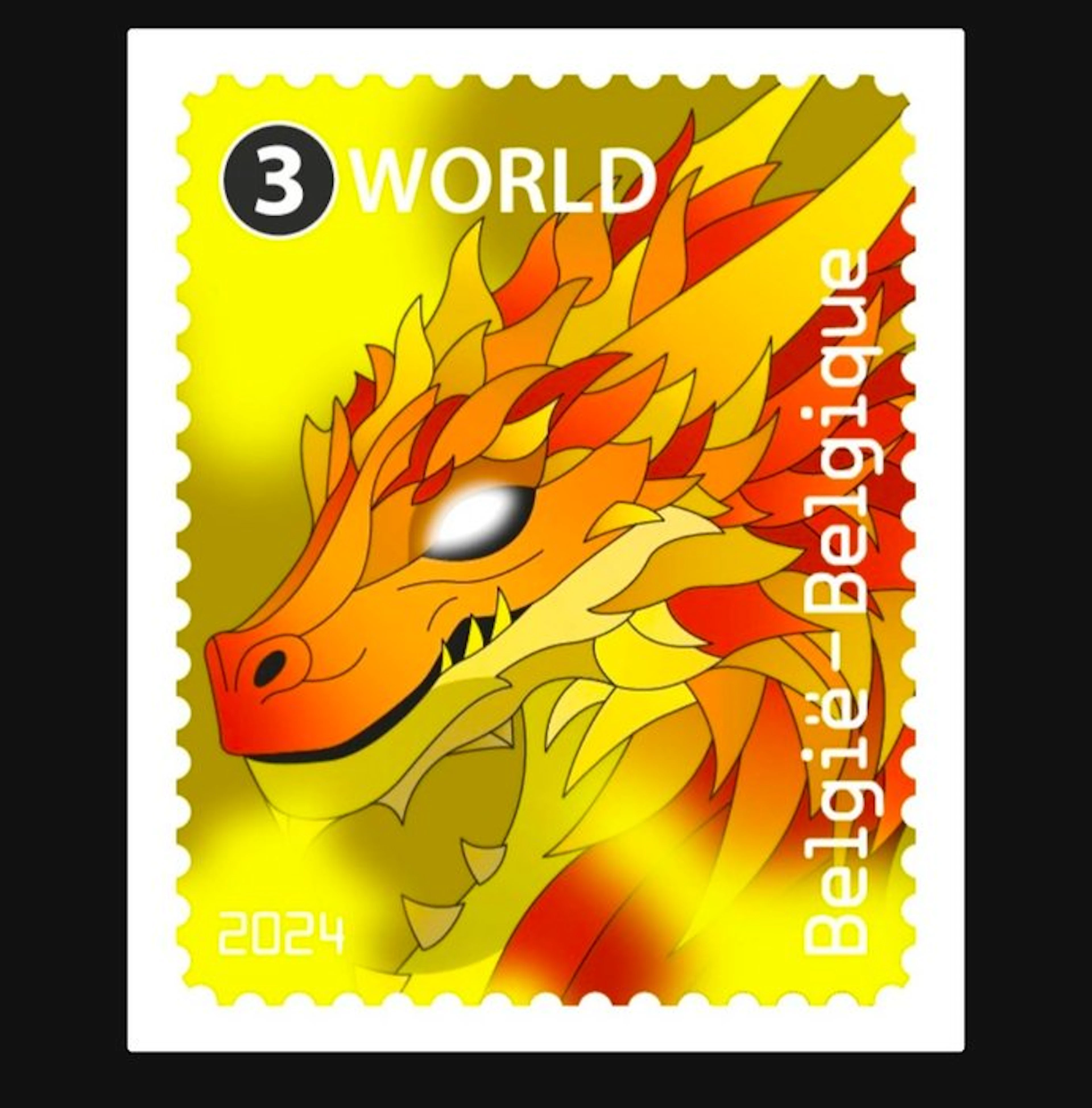Belgium 2024 - 3 New Crypto Stamps without gum - Yellow - Blue - Green