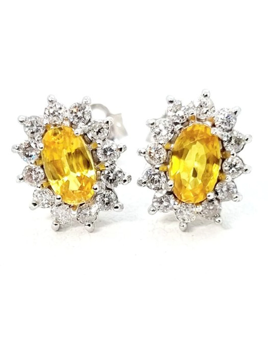 Earrings - 18 kt. White gold Sapphire - Diamond