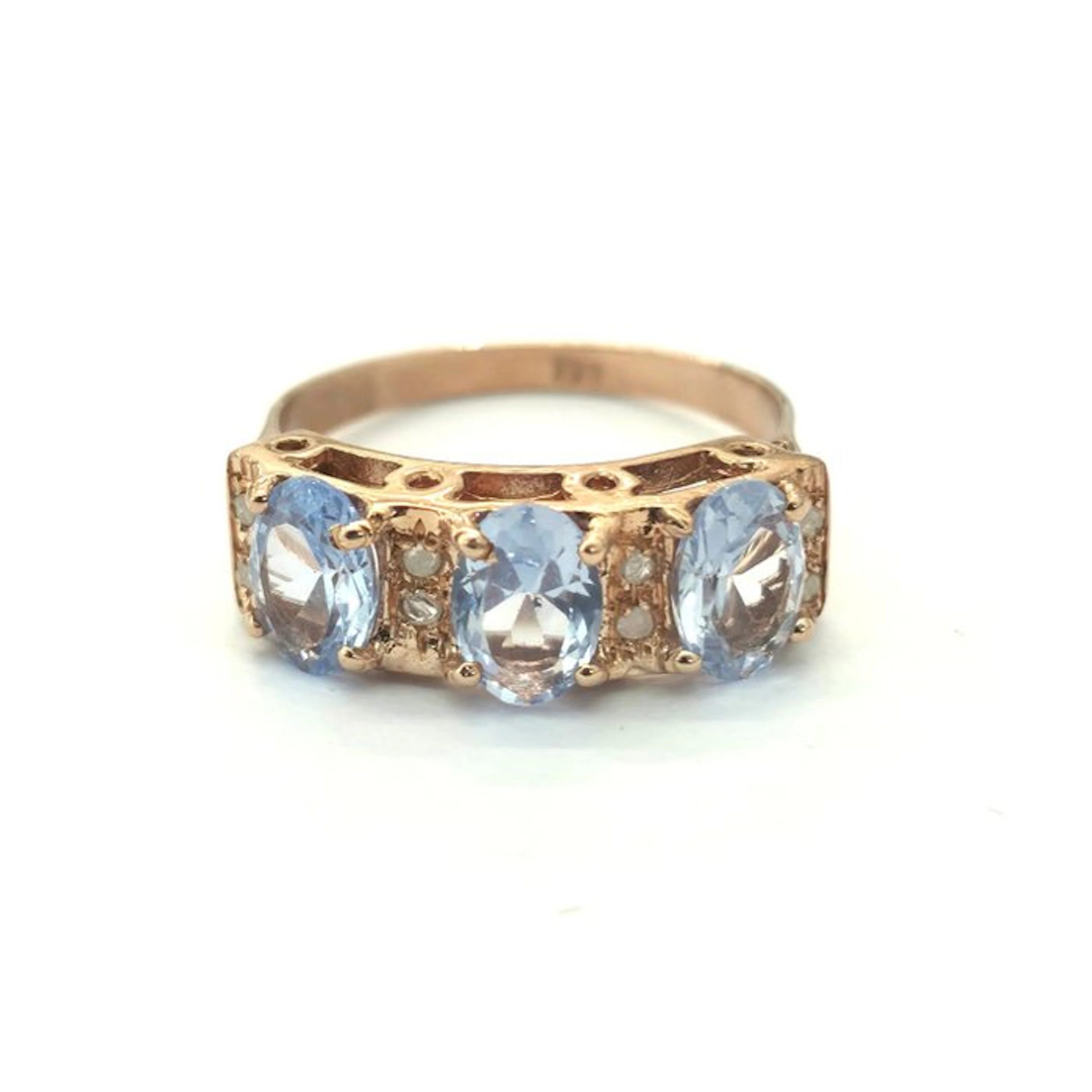 No reserve price - Ring - 9 kt. Rose gold, Silver Spinel - Diamond