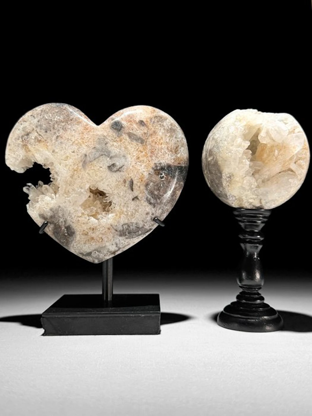 NO RESERVE PRICE - Wonderful Pair of Crystal Quartz Heart...