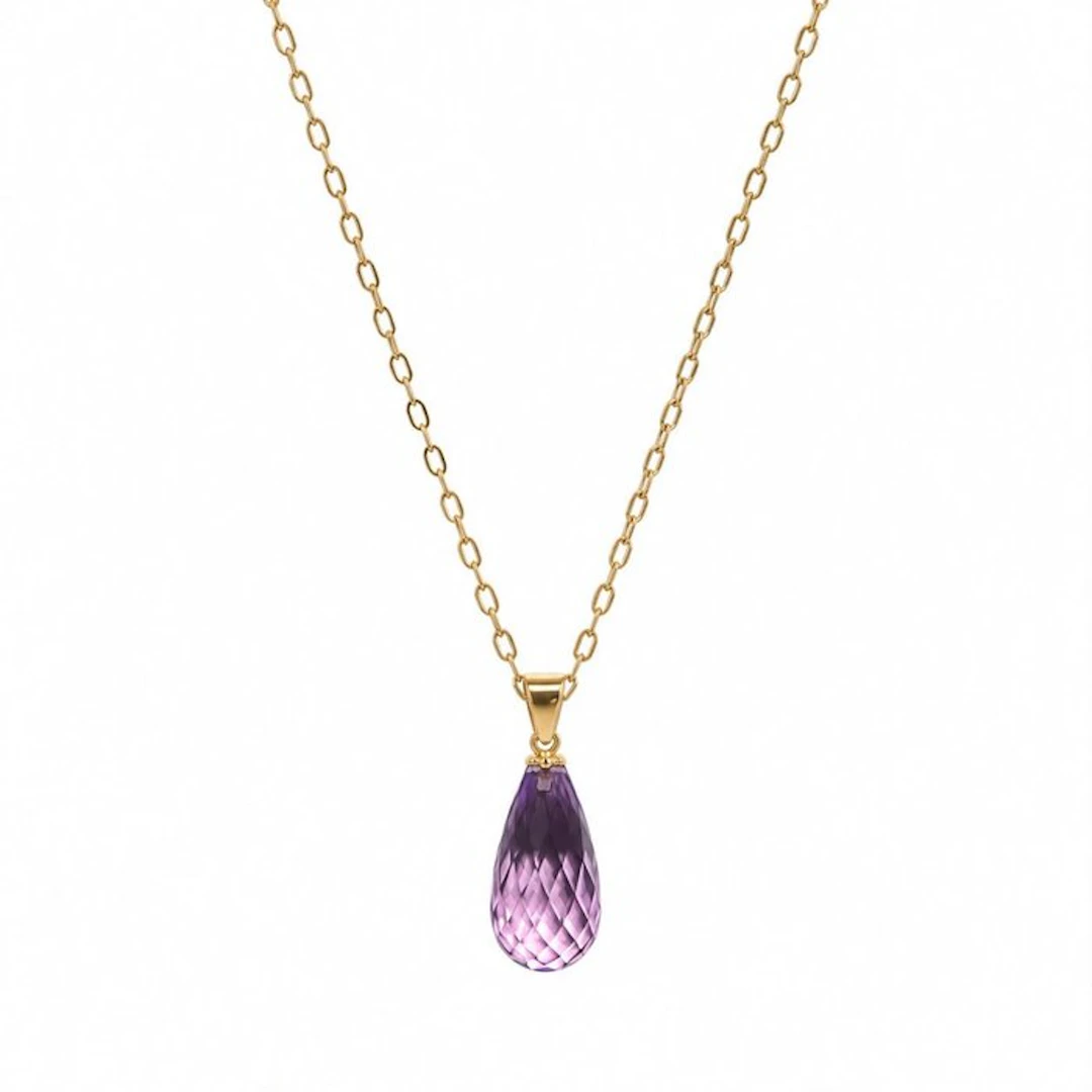 No reserve price - Necklace - 18 kt. Yellow gold Amethyst