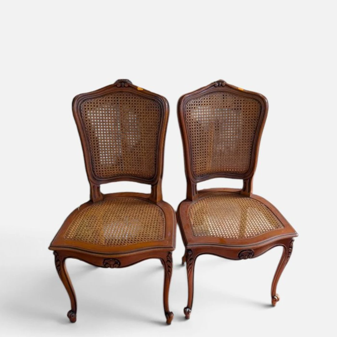 Chair (2) - Beech - Louis XV caning
