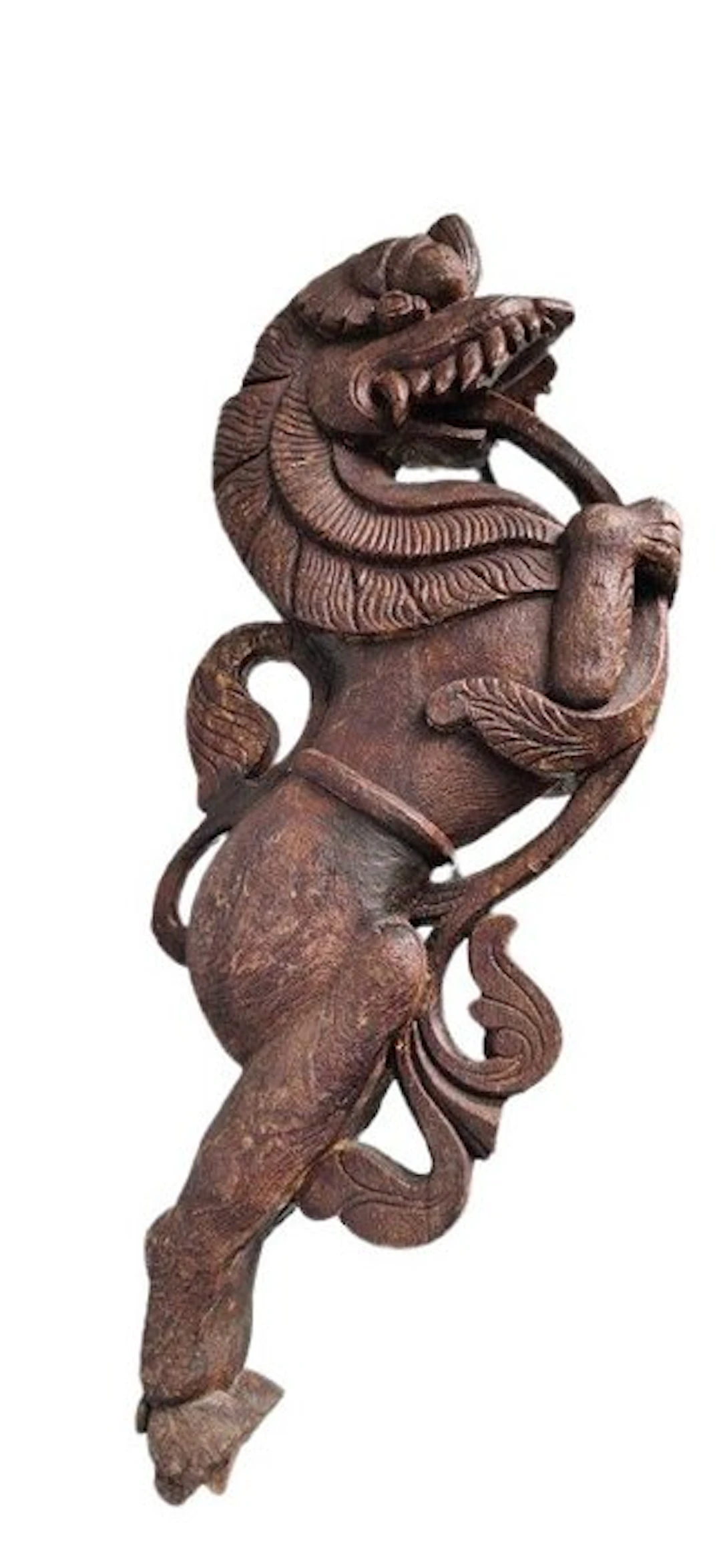 Yali houten dak ornamentmet mythologisch wezen - Wood - India - 18th century