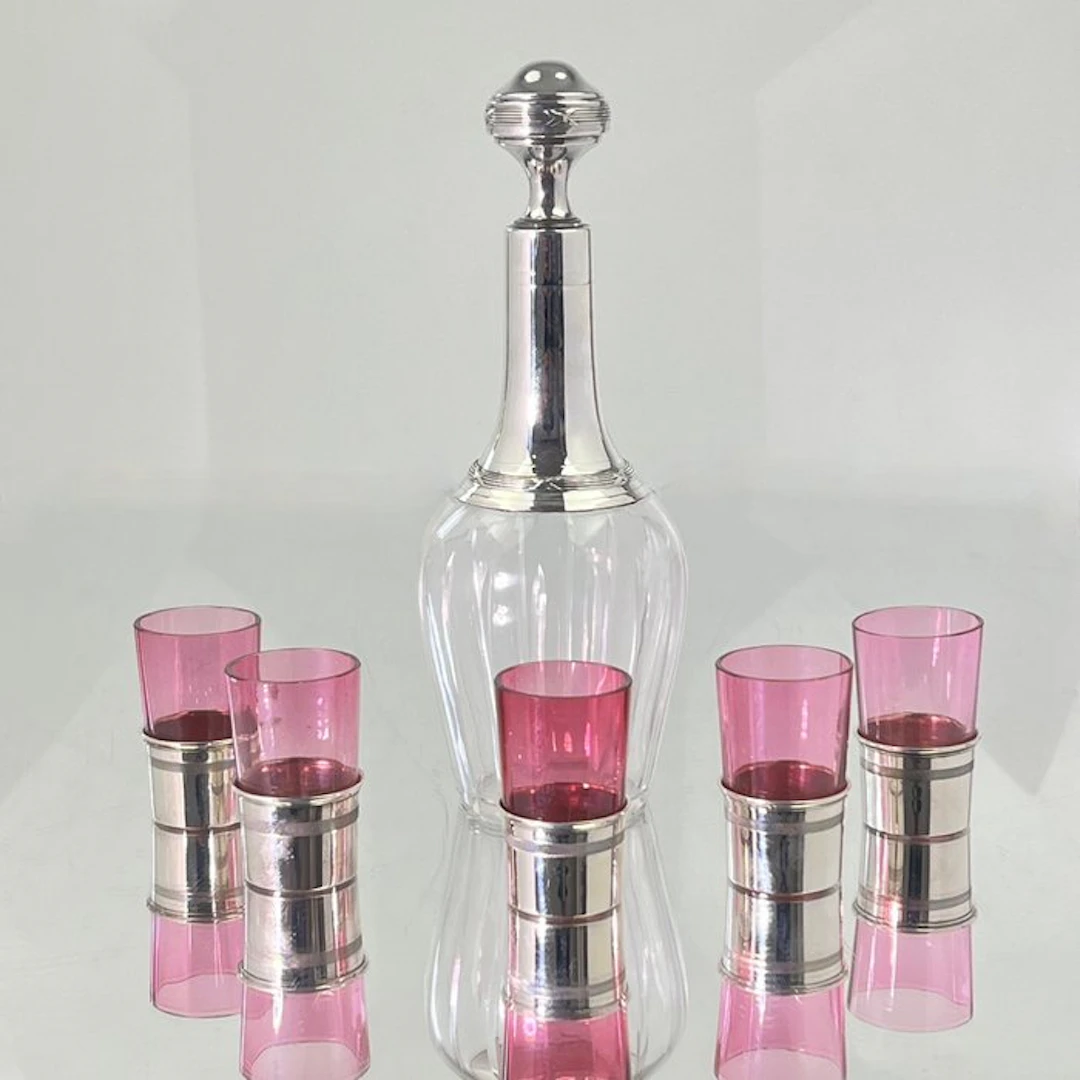 BP& - Delheid frères - Drinking set (6) - Decanter and goblets - .950 silver