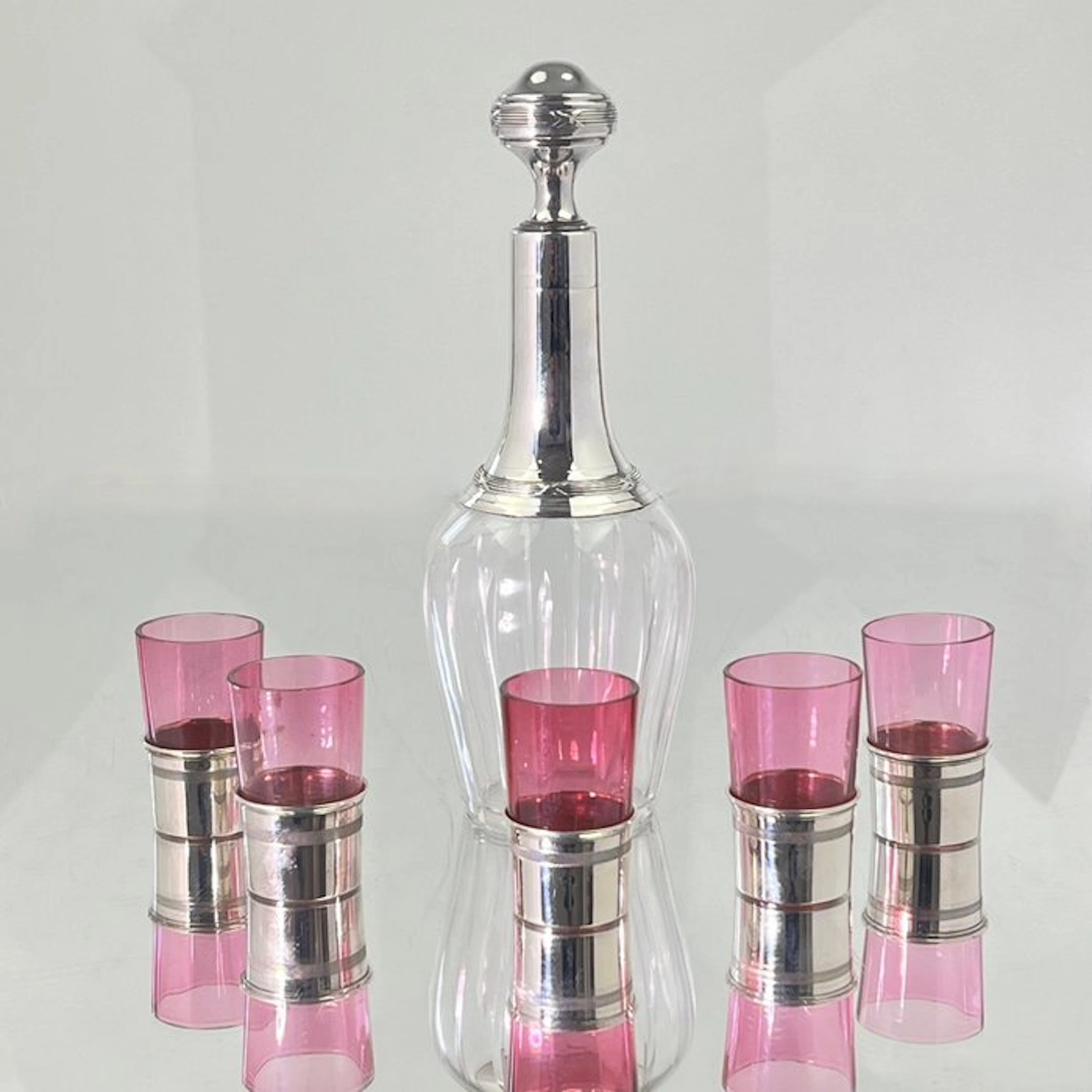 BP& - Delheid frères - Drinking set (6) - Decanter and goblets - .950 silver