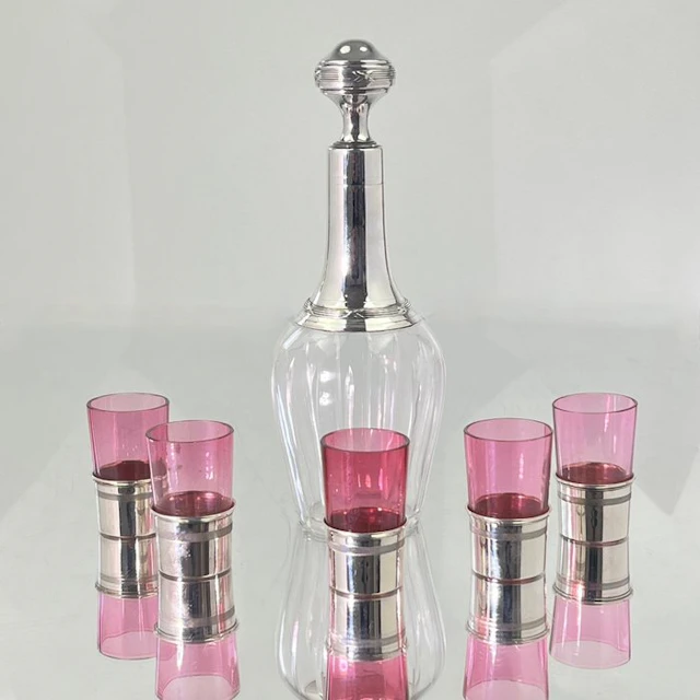 BP& - Delheid frères - Drinking set (6) - Decanter and goblets - .950 silver