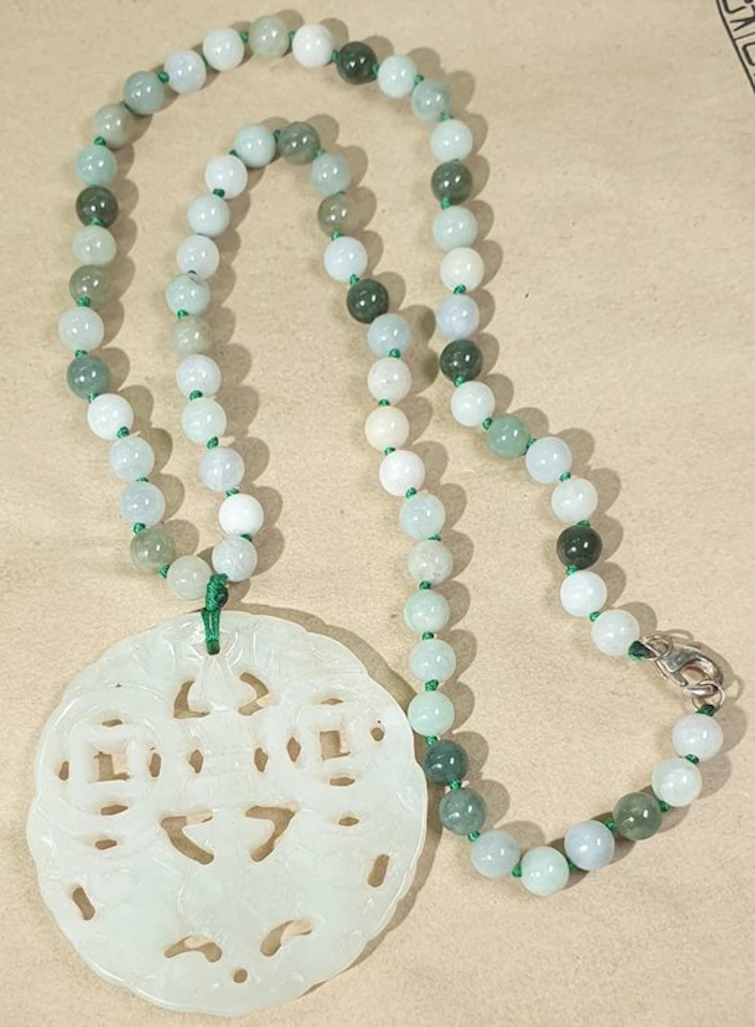 Burmese nephrite jade - Fortune Coins and Bat - Attracts...