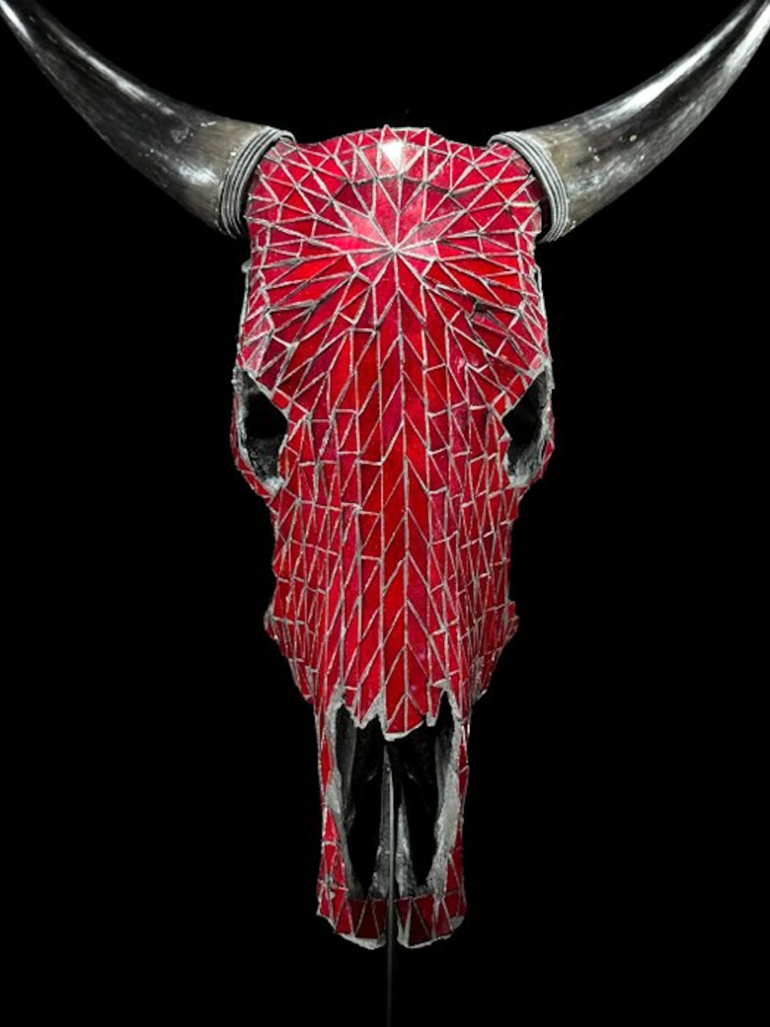 NO RESERVE PRICE - Authentic Cow skull with Red Glass...