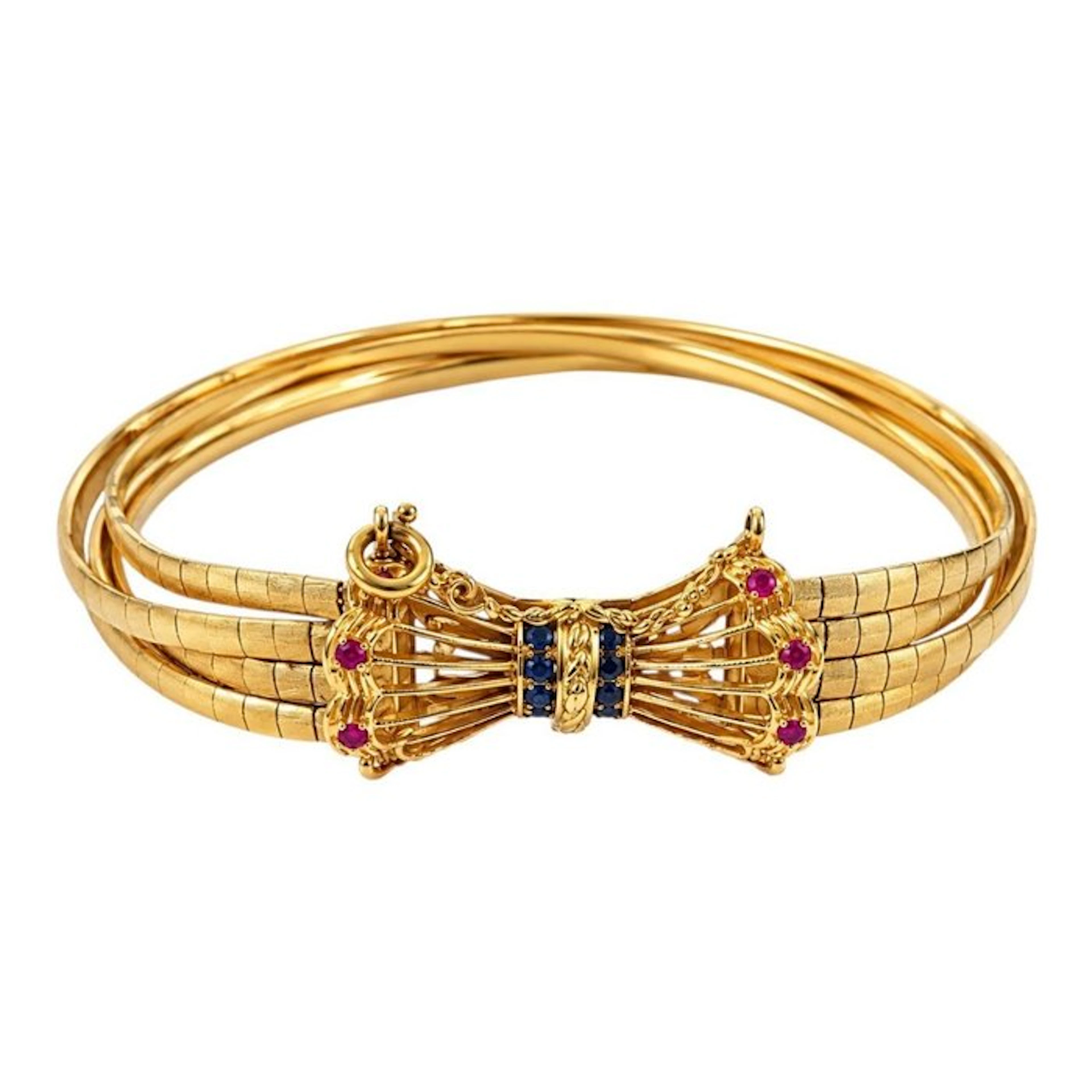 Bracelet - 18 kt. Yellow gold - 0.29ct. tw. Ruby - Sapphire - Made in Italy