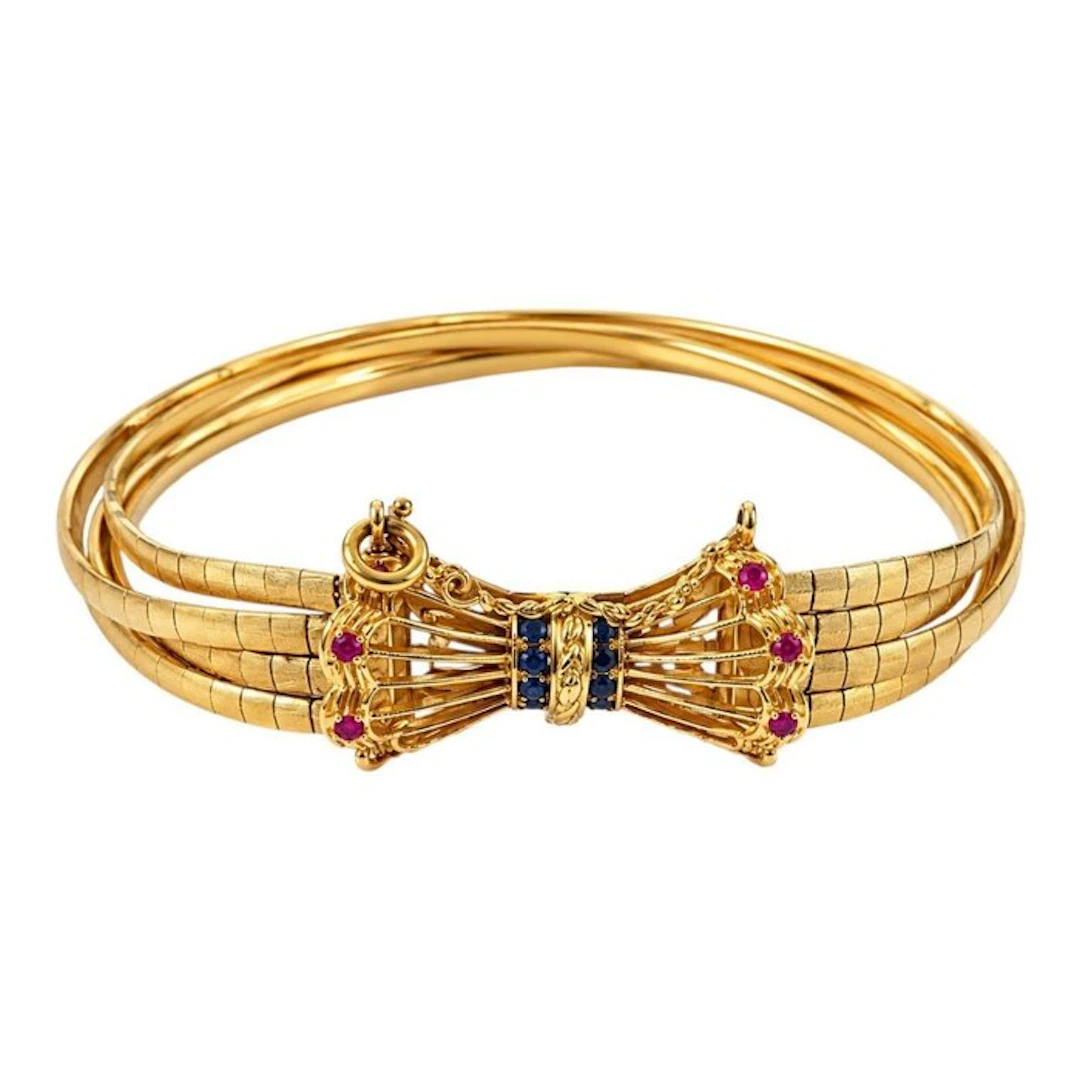 Bracelet - 18 kt. Yellow gold - 0.29ct. tw. Ruby - Sapphire - Made in Italy