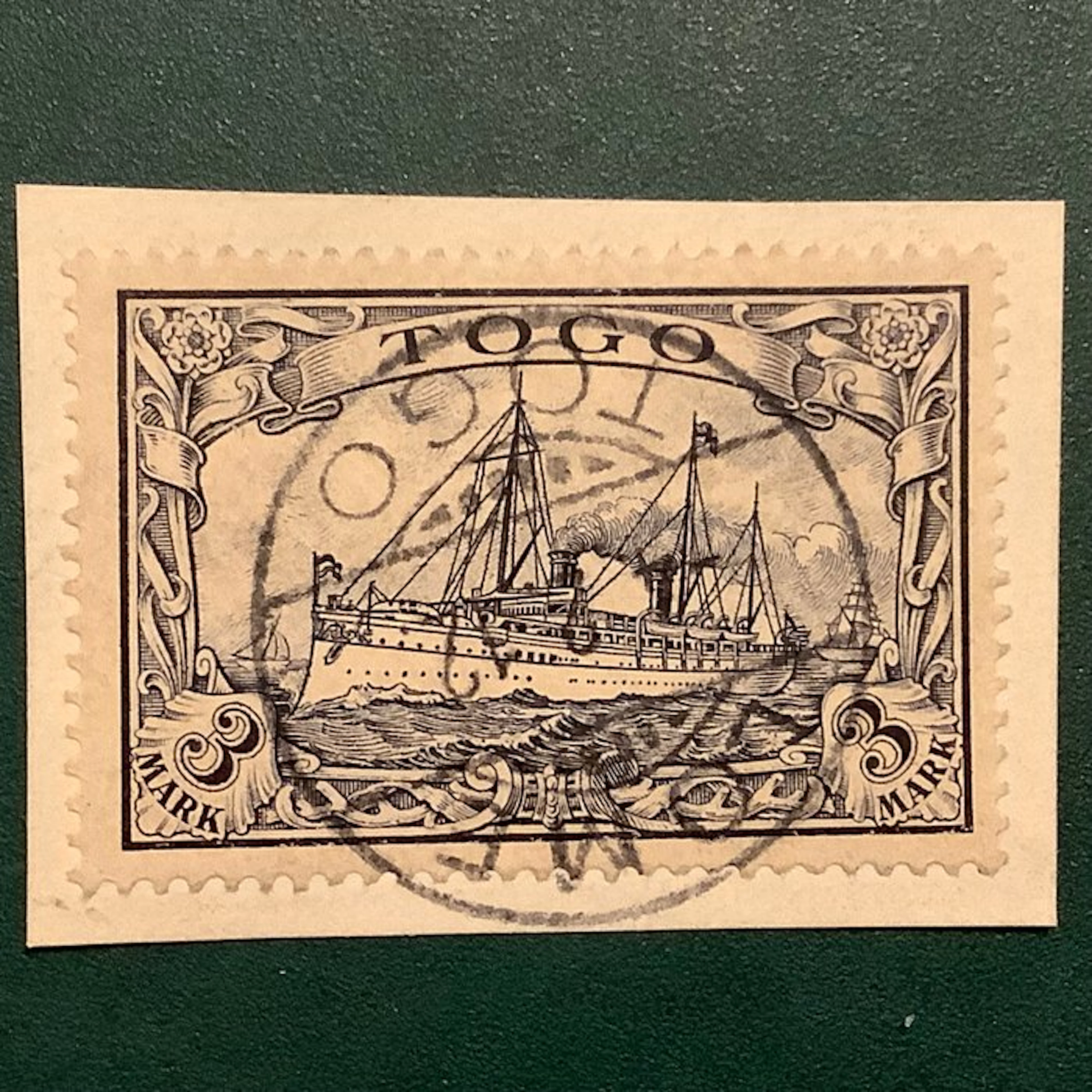 German Colonies - Togo 1900 - 3 Rupees zijljacht centered...
