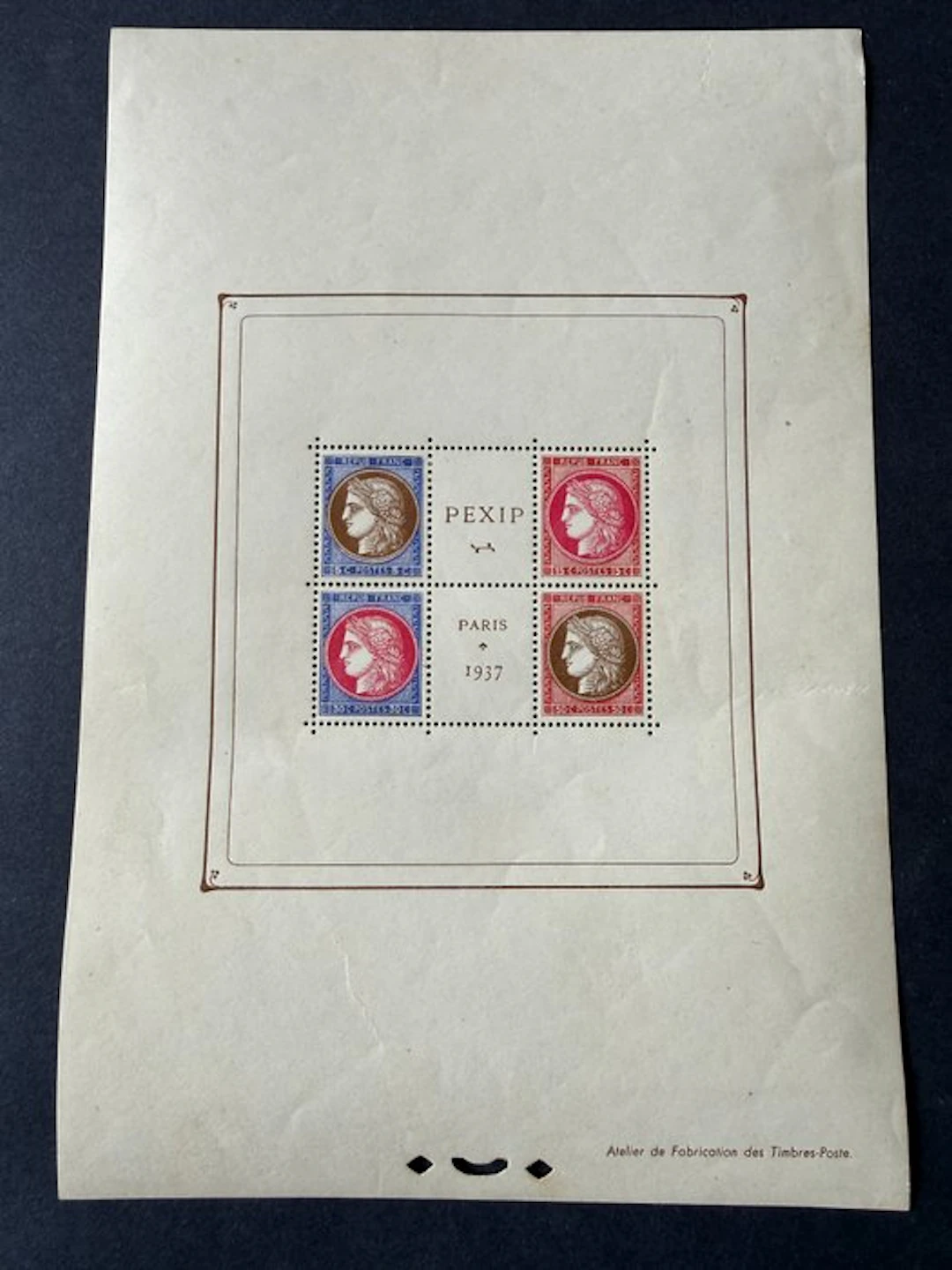 France - Yvert 3 block 'PEXIP' in mint * with hinge. Very good.