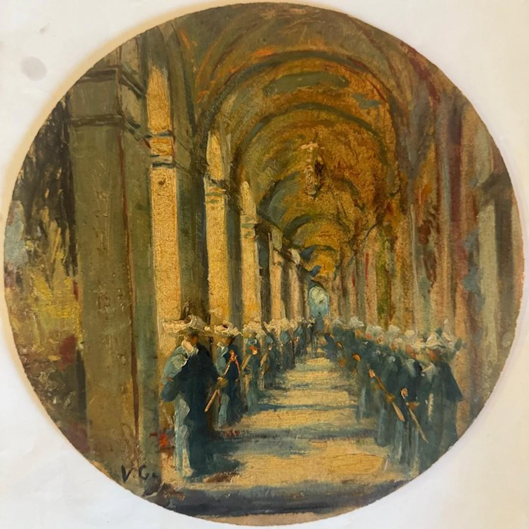 Vincenzo Cabianca (1827-1902), Attrib. - Processione nel Chiostro