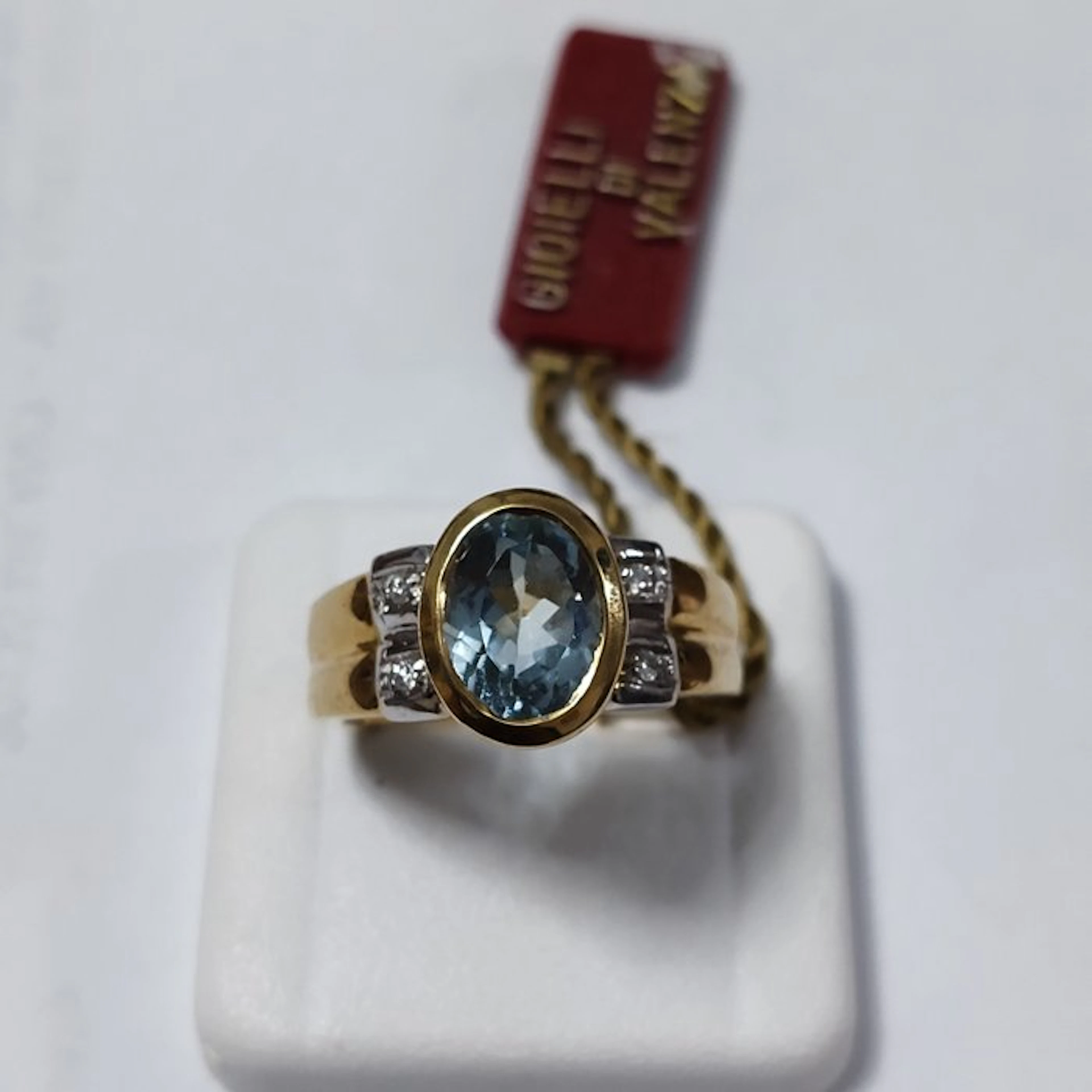 Statement ring - 18 kt. Yellow gold Aquamarine - Diamond