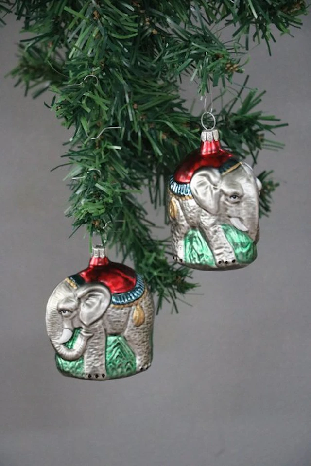 Haberlach, Lauscha 2 olifanten als kerstornament - Christmas baubles
