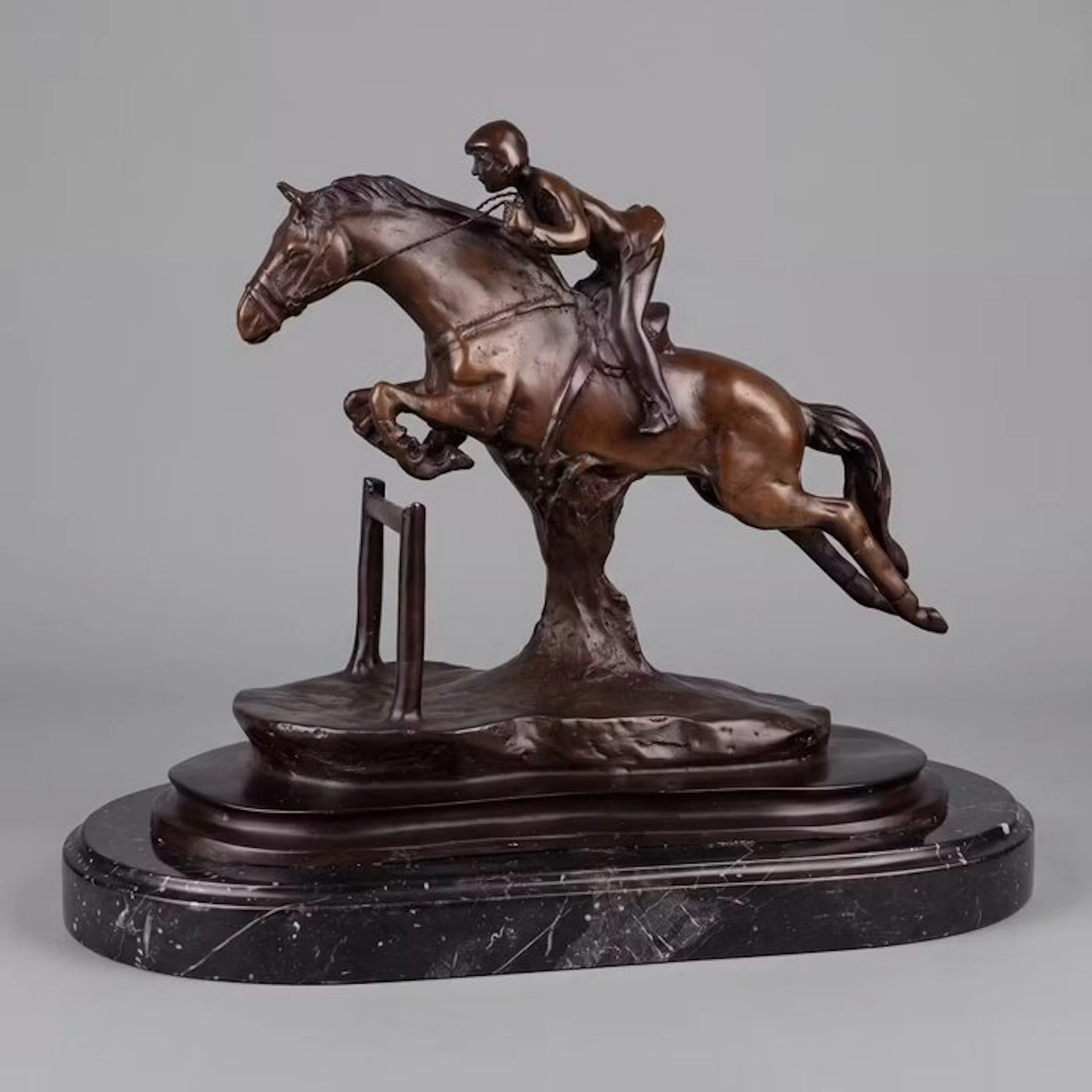 Statue, Exclusief sculptuur: Paard met Ruiter 44 cm / 14 kg - 35 cm - Bronze