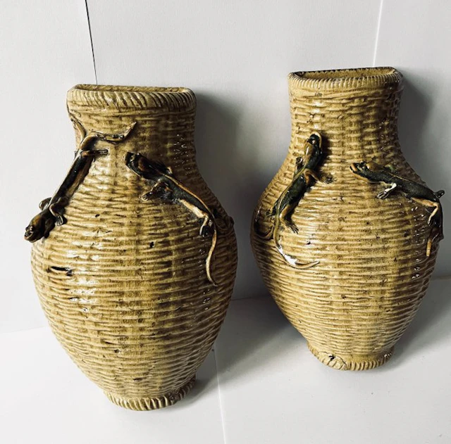 Pair of bouquetieres for SETO wall sconces - Toshikazu...