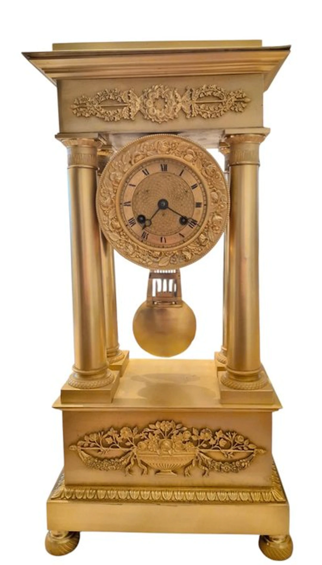 Portico clock Empire golden bronze - 1800-1850