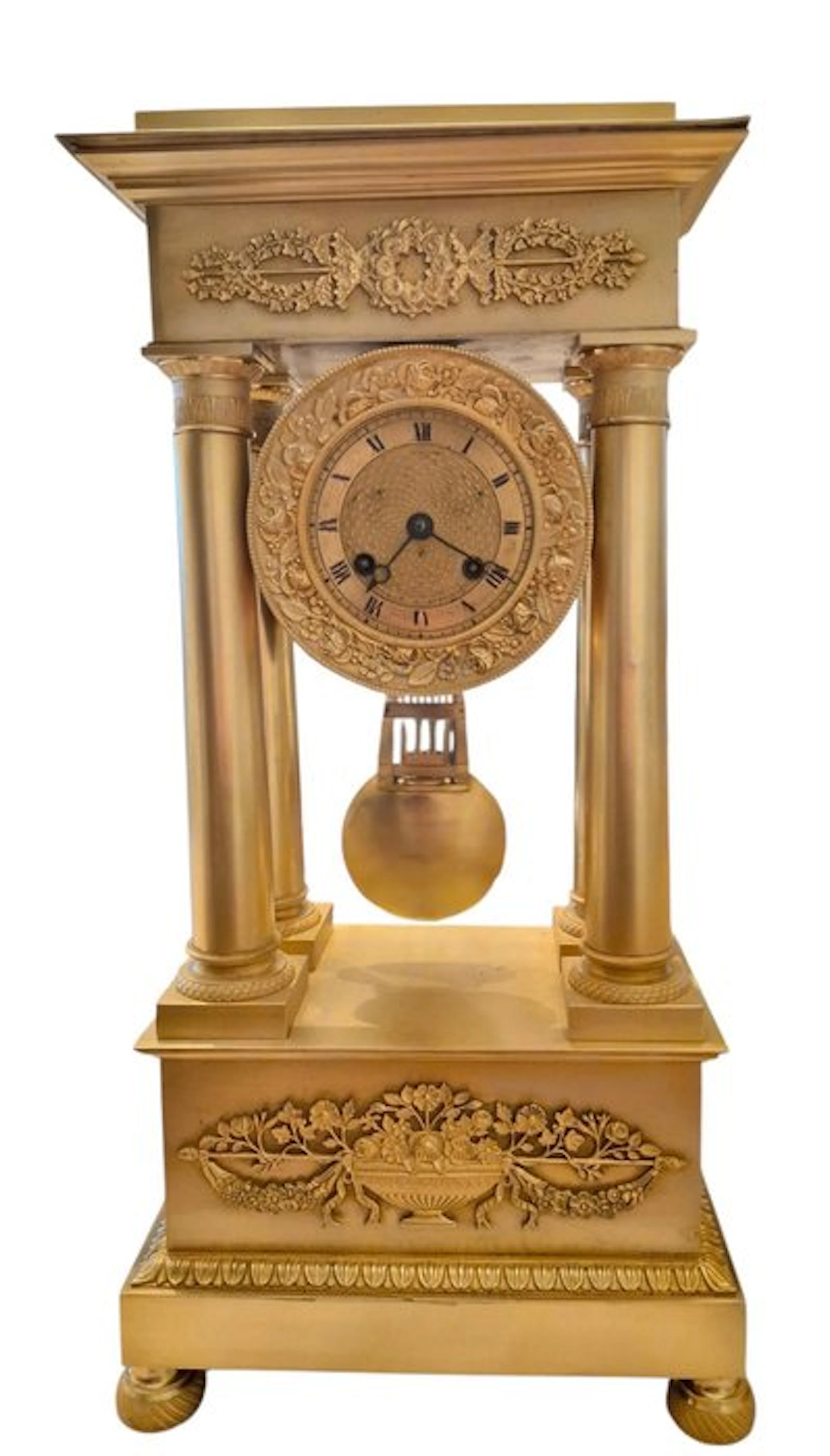 Portico clock Empire golden bronze - 1800-1850