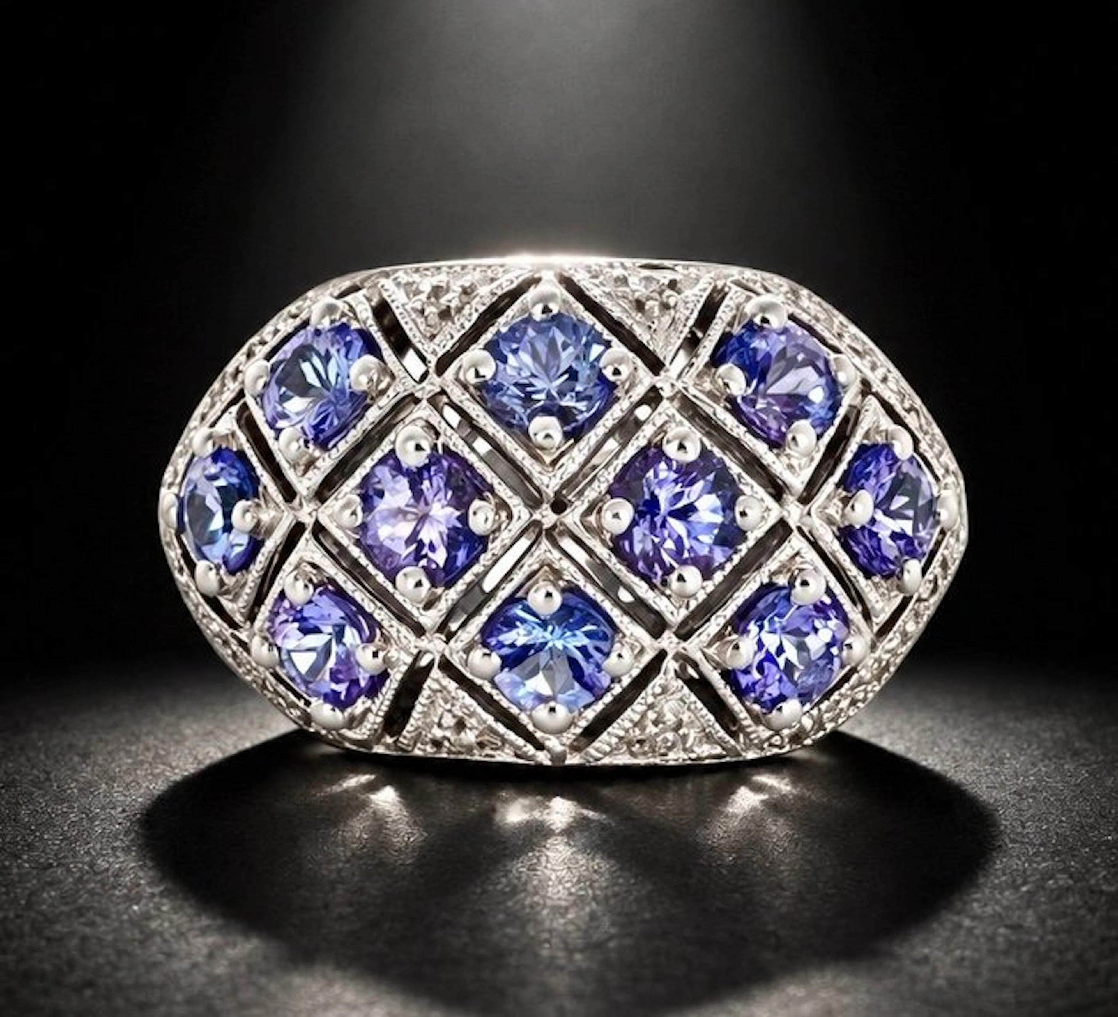 No reserve price - Ring 925 silver white gold plated - Tanzanite
