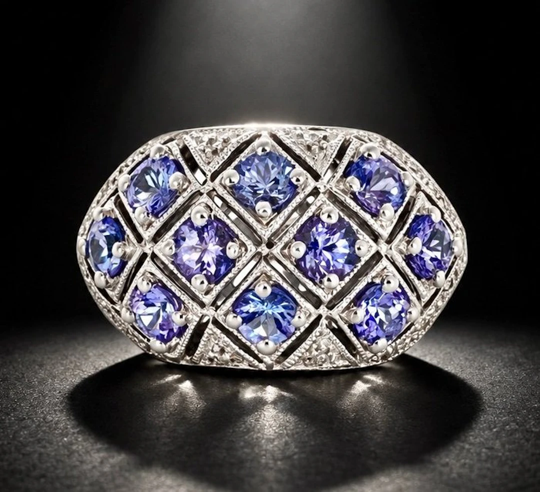 No reserve price - Ring 925 silver white gold plated - Tanzanite