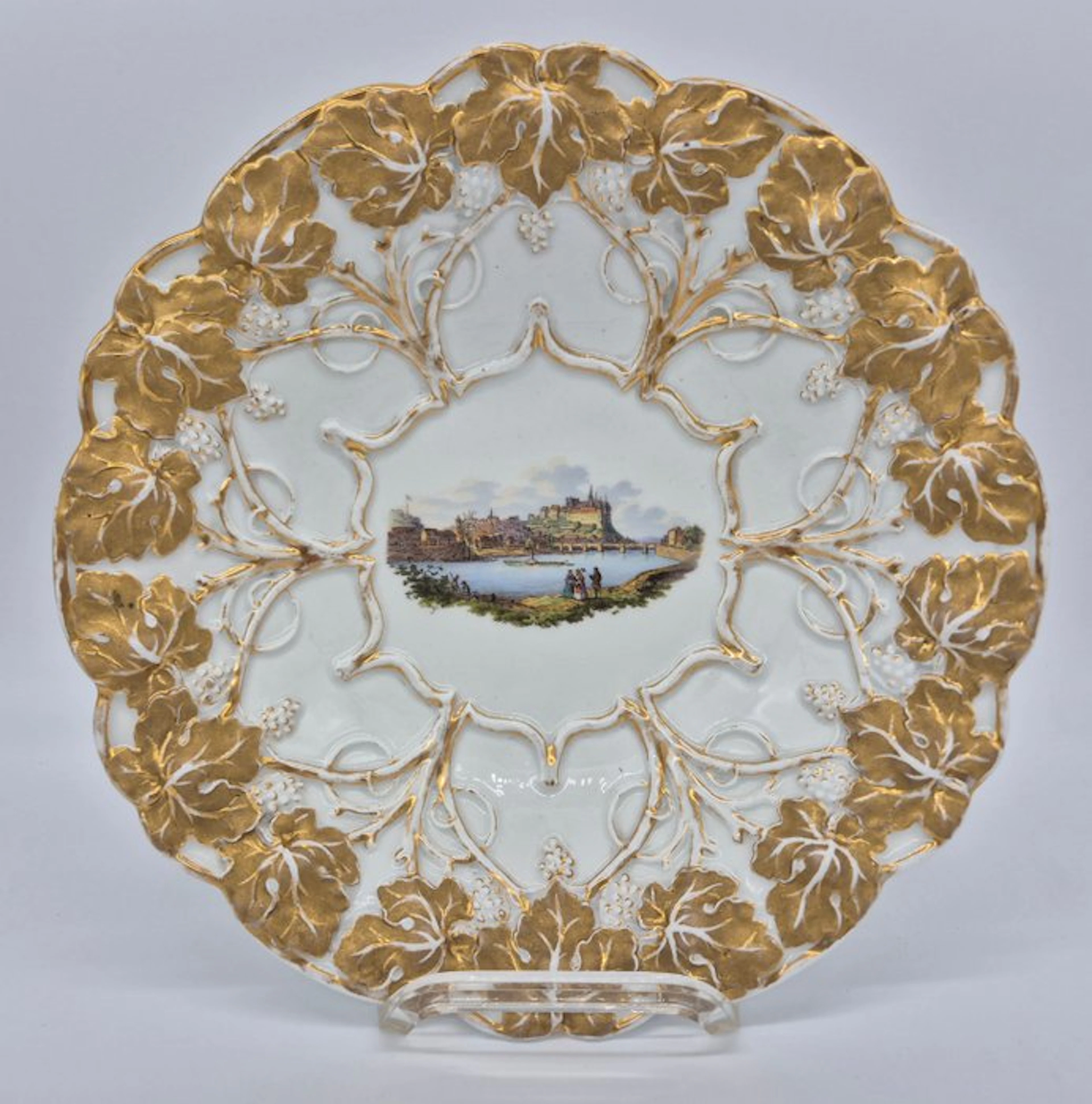 Meissen - Prunkschale, Stadtansicht Meissen, 1. Wahl - Plate - Porcelain