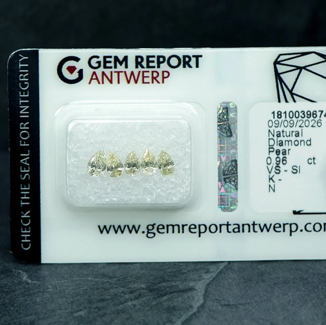5 pcs Diamond (Natural) - 0.96 ct - Pear - K