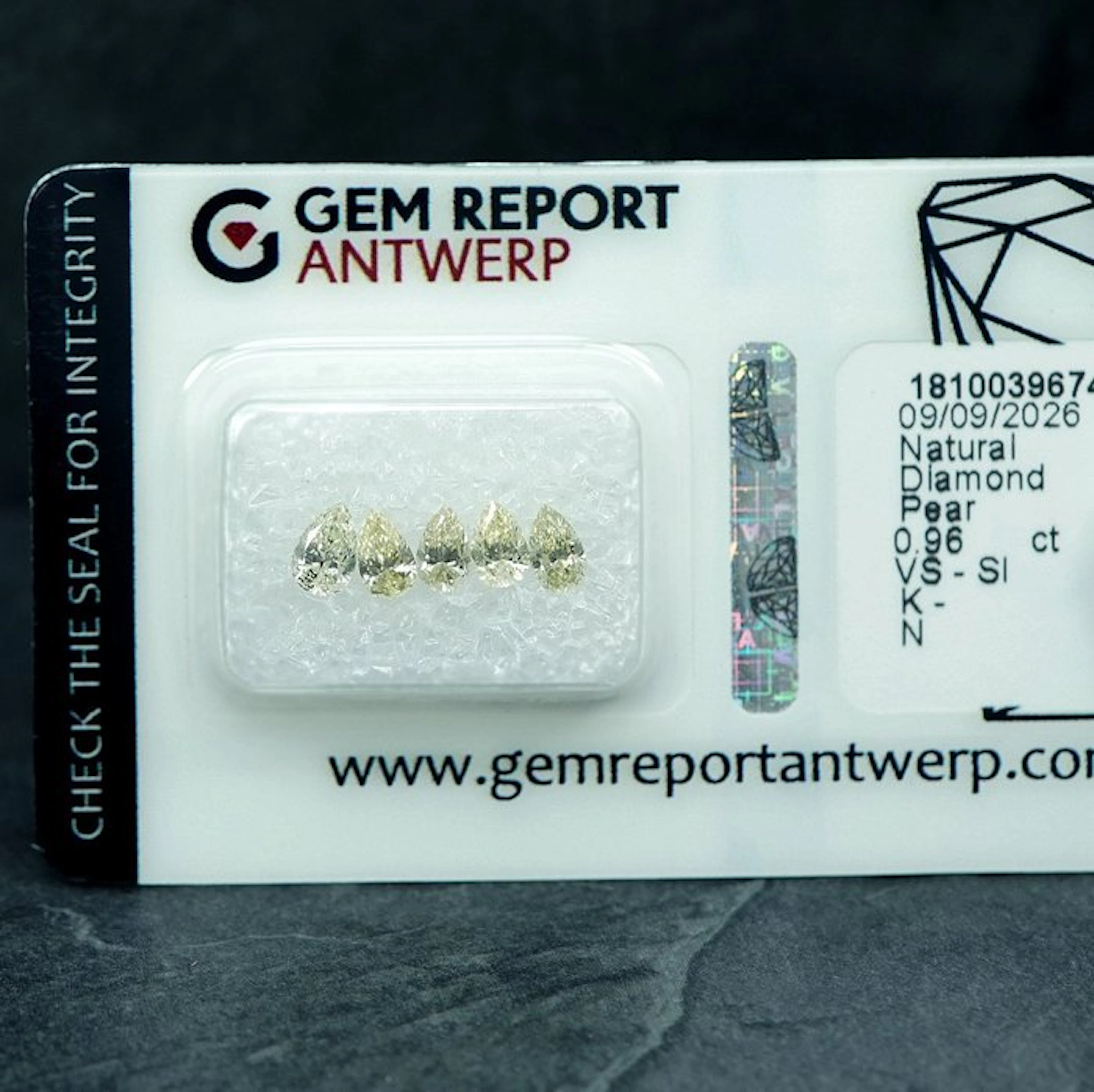 5 pcs Diamond (Natural) - 0.96 ct - Pear - K