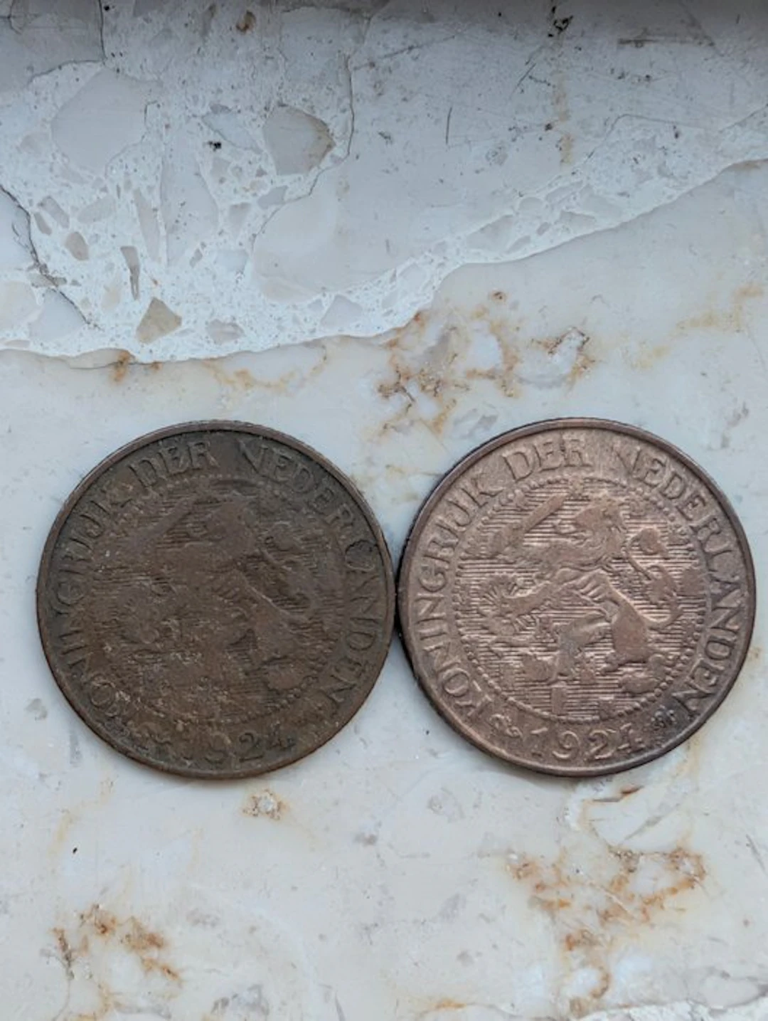Netherlands. Wilhelmina. 1 Cent 1924, 2 stuks (No reserve price)
