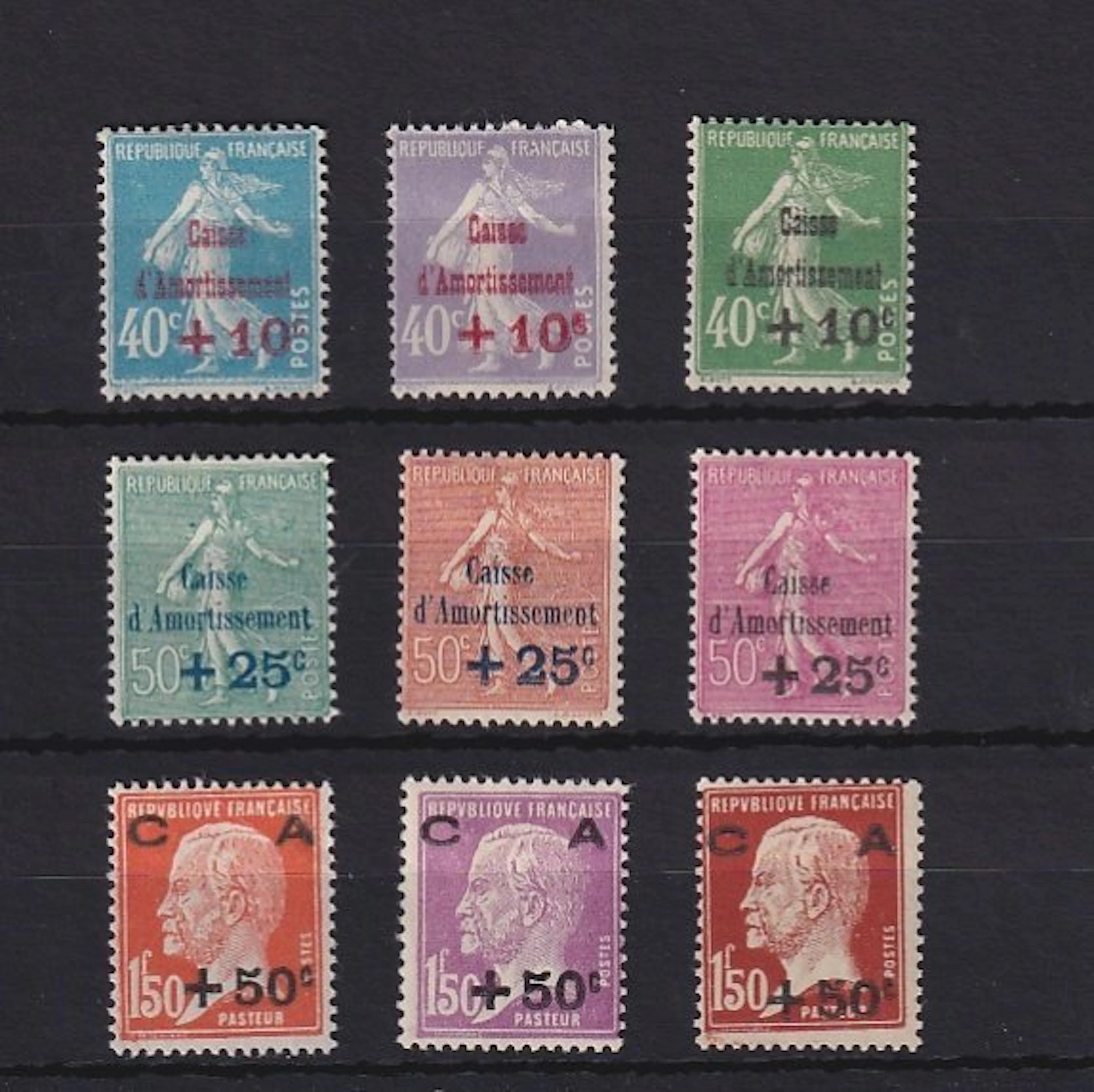France 1927/1929 - caisses d'amortissement , 3séries complètes