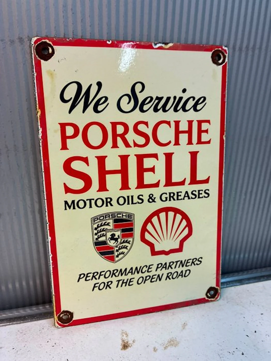 Porsche Shell Motor Oils & Greases – enamel sign - Enamel sign - Enamel