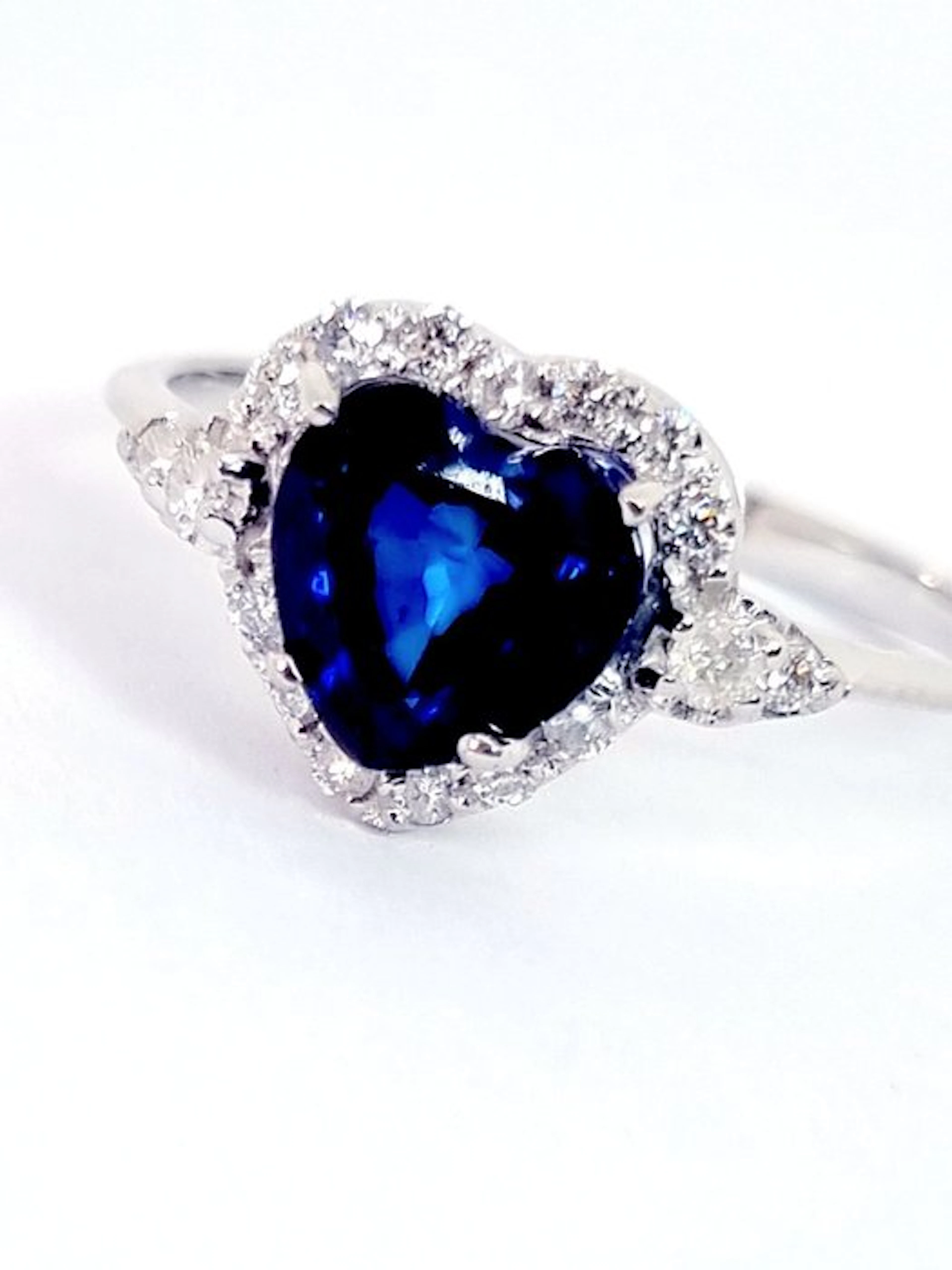 Ring - 18 kt. White gold Sapphire - Diamond