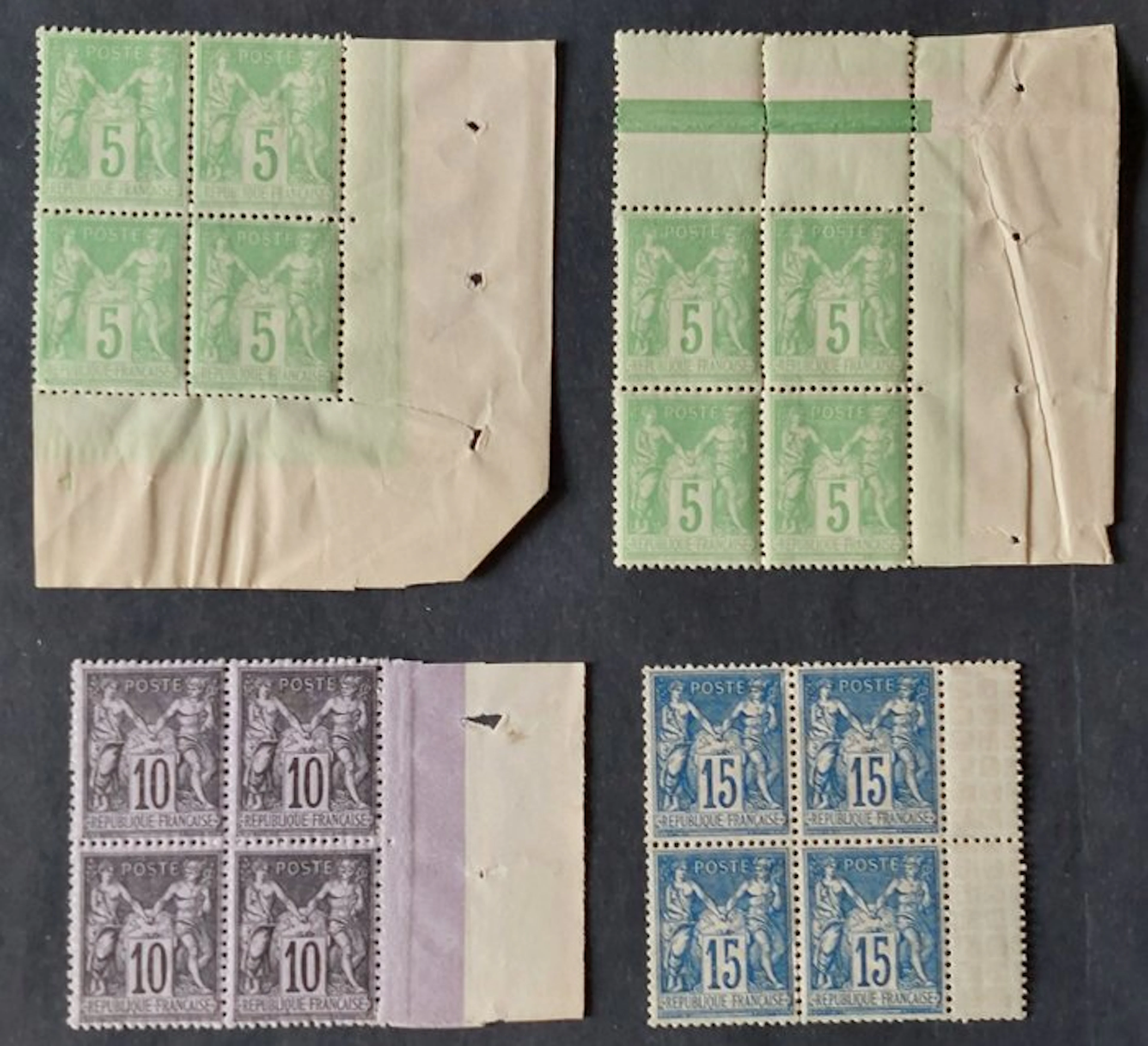 France - Sage, pack of 4 blocks of 4 new ones - Yvert 89, 102, 103 et 106