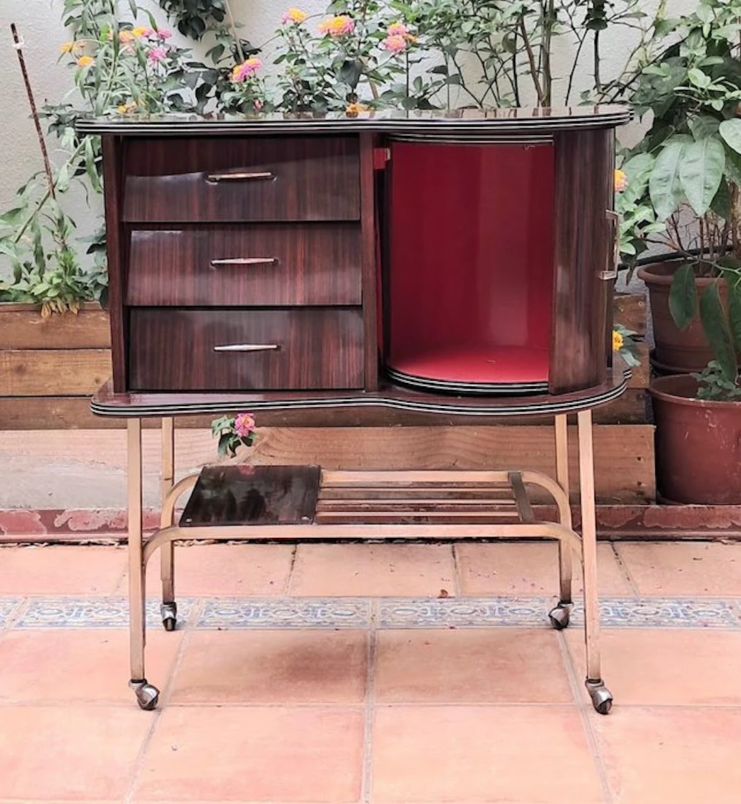 JOMAR - Side table - Form 710 - Wood, Steel, Chrome