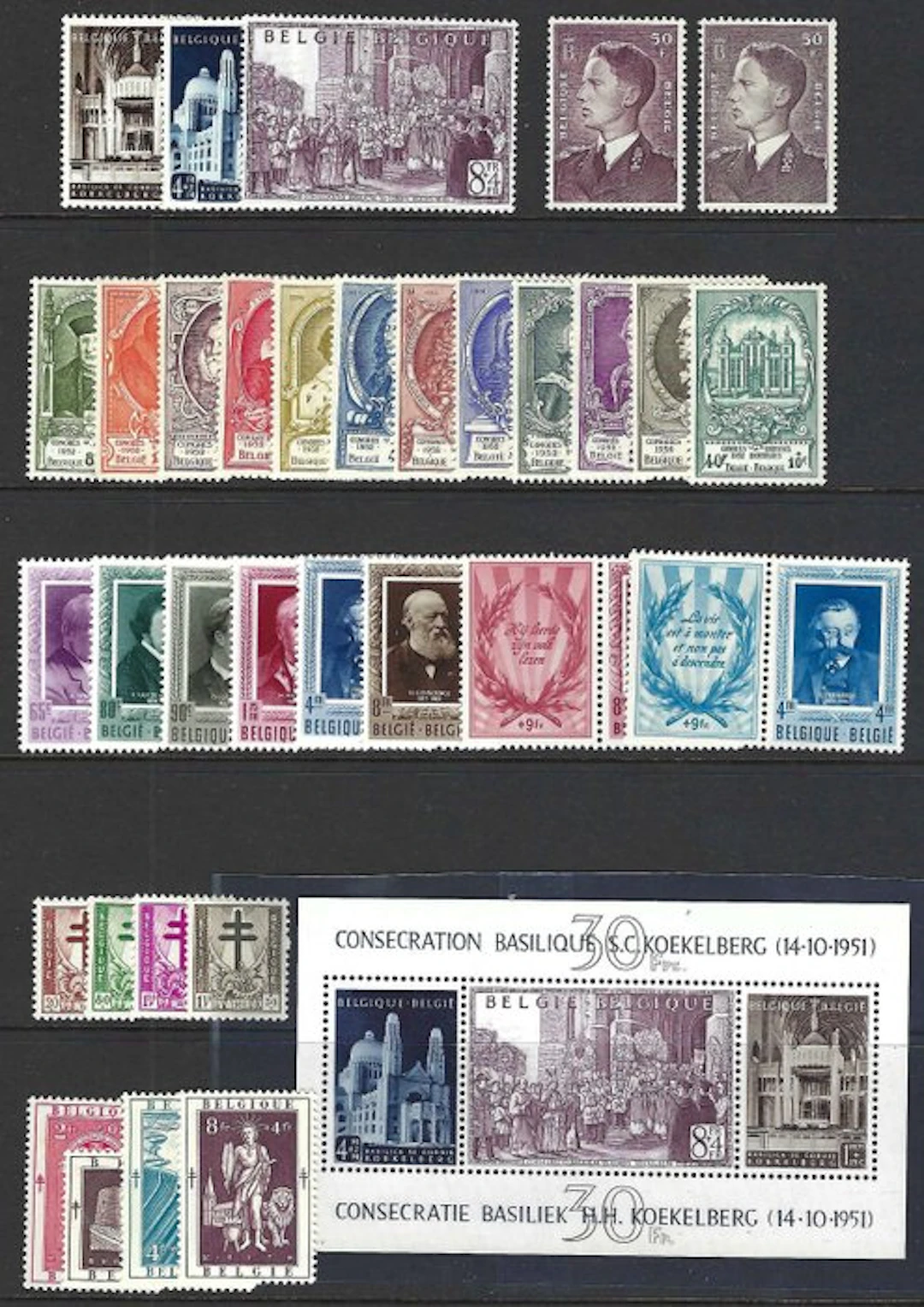 Belgium 1952 - The complete annual issue with block - OBP/COB 876/907 + BL 30