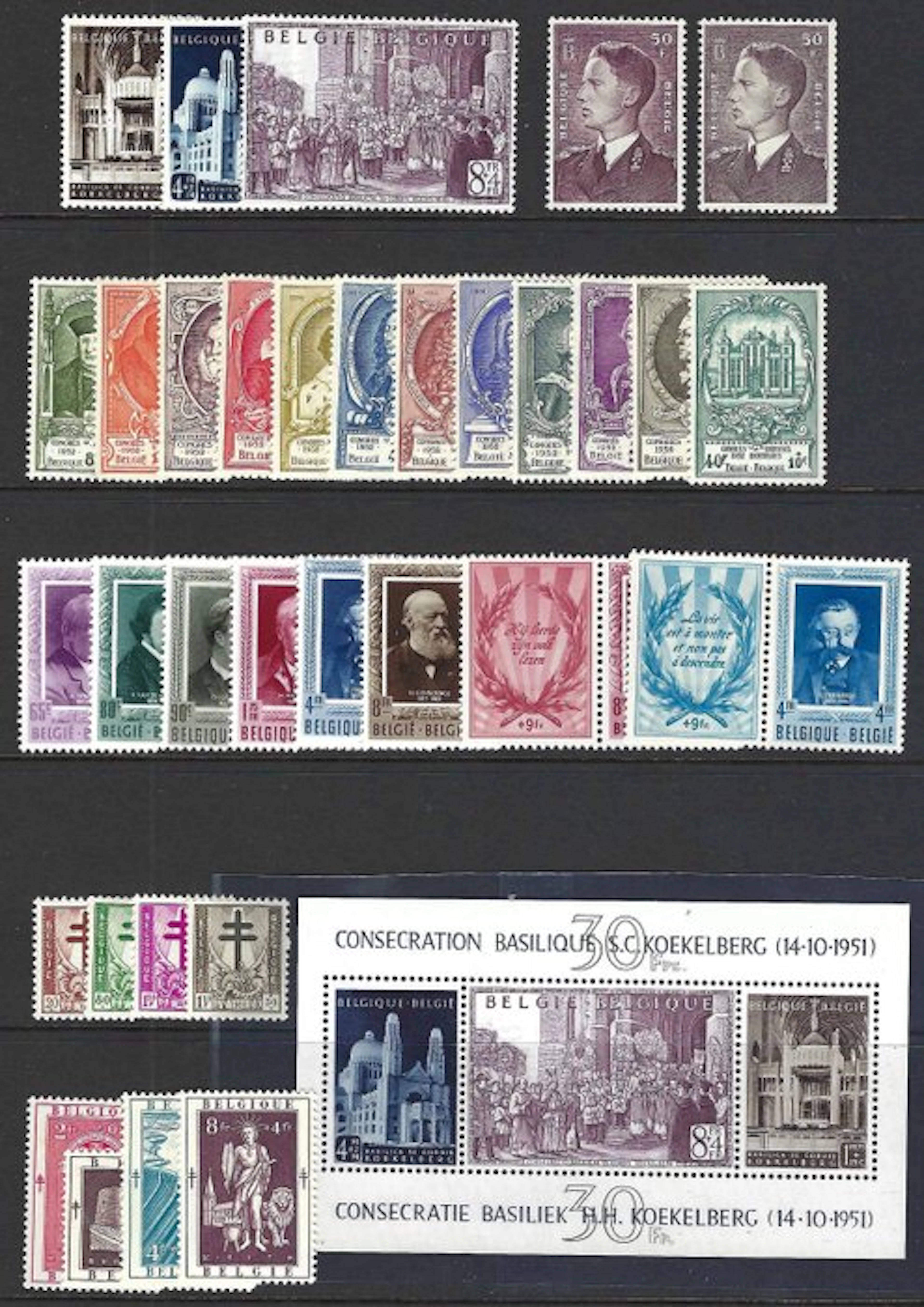 Belgium 1952 - The complete annual issue with block - OBP/COB 876/907 + BL 30