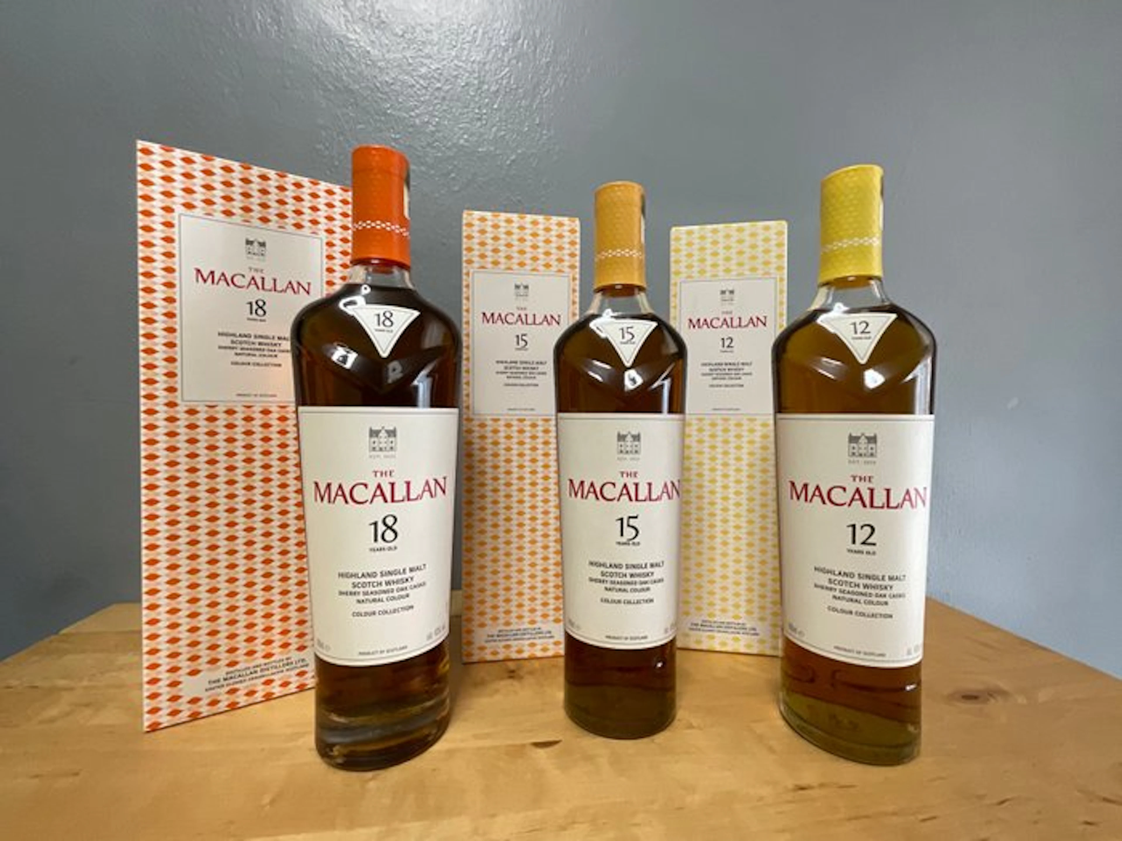 Macallan Colour Collection: 12yo - 15yo - 18yo - 70cl - 3 bottles