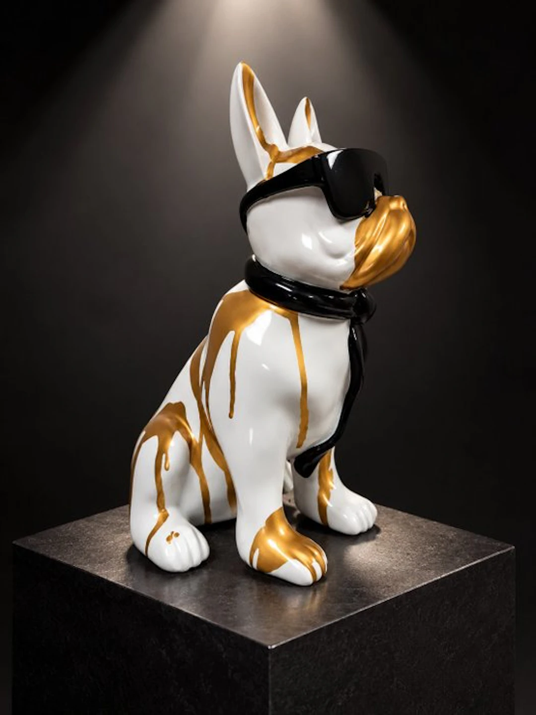 Statue, French bulldog with tie and sunglasses - 40 cm - polyresin