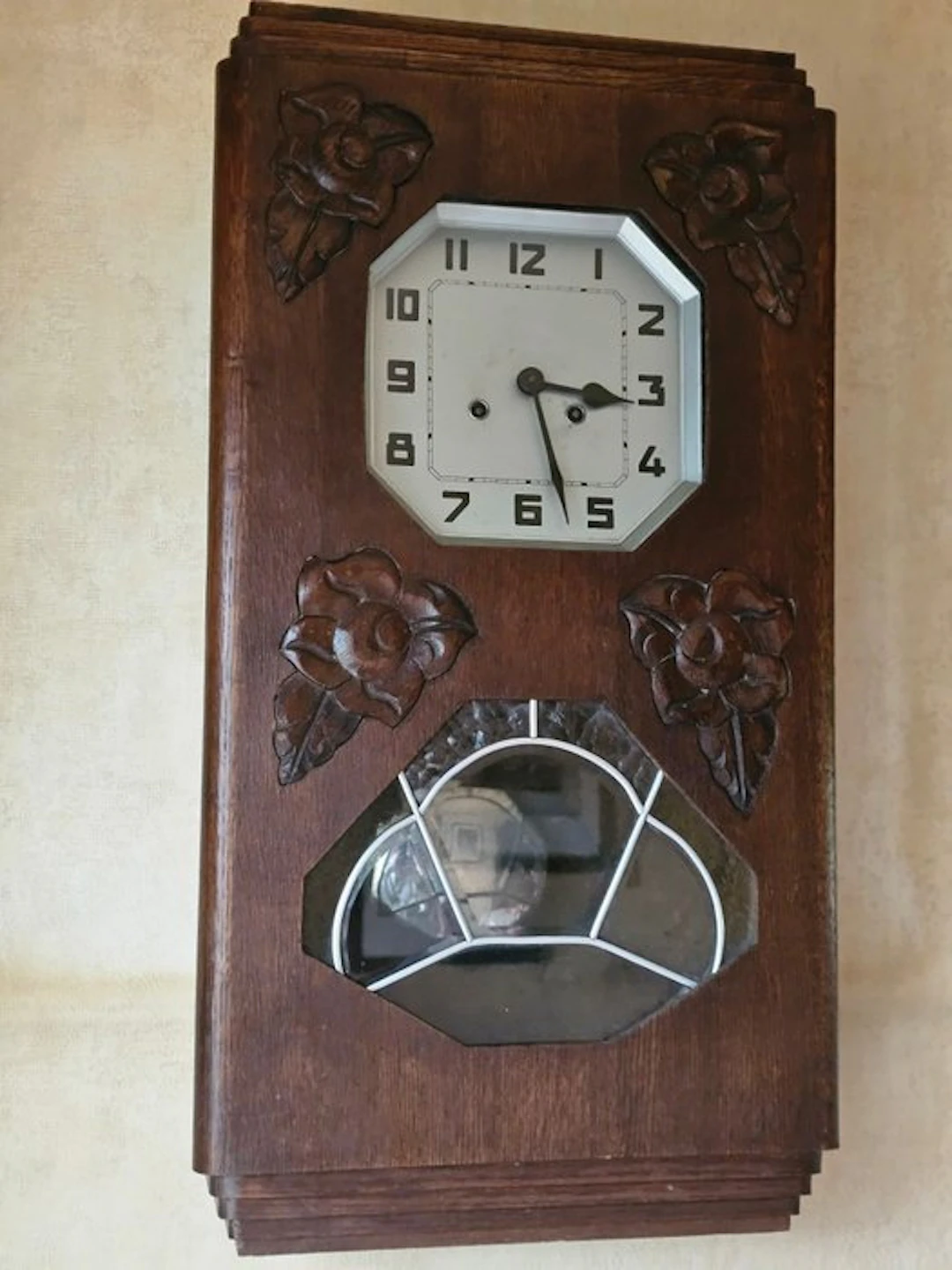 Clock - Art Deco - Oak - 1920-1930