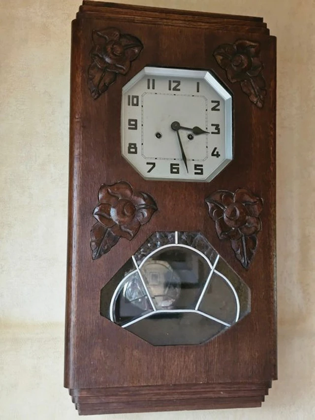 Clock - Art Deco - Oak - 1920-1930