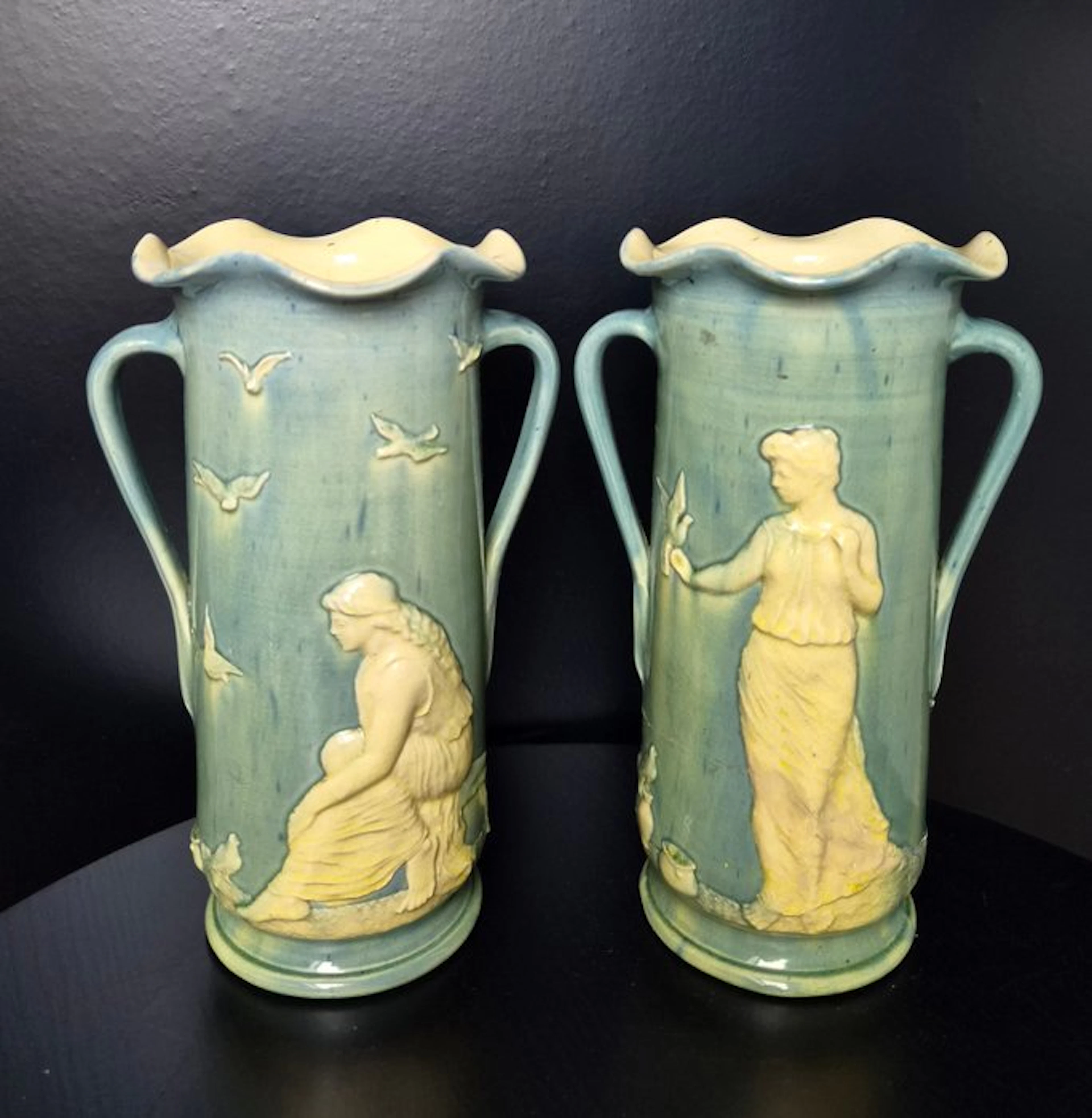 Vase (2) - Two ceramic vases with handles
