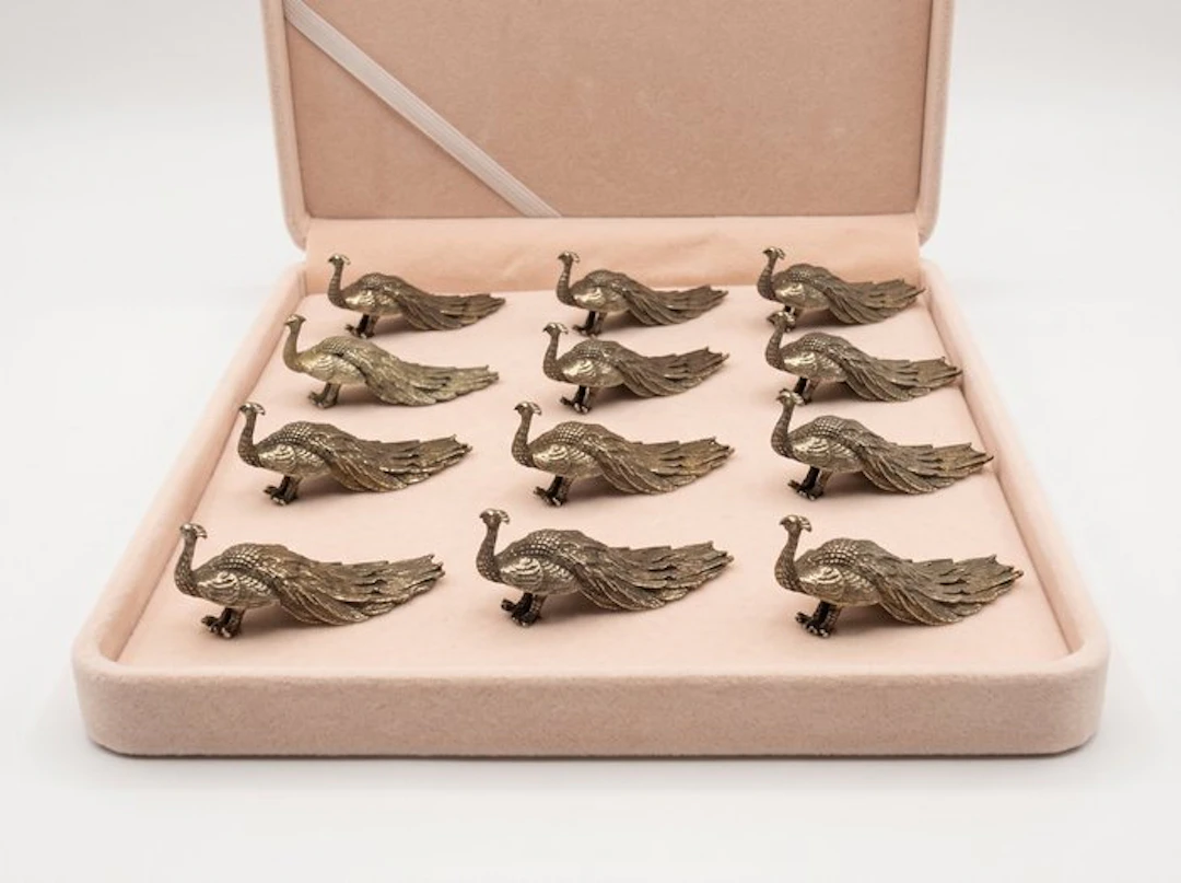 Knife rest (12) - Paons grands Modèls - Gilt brass