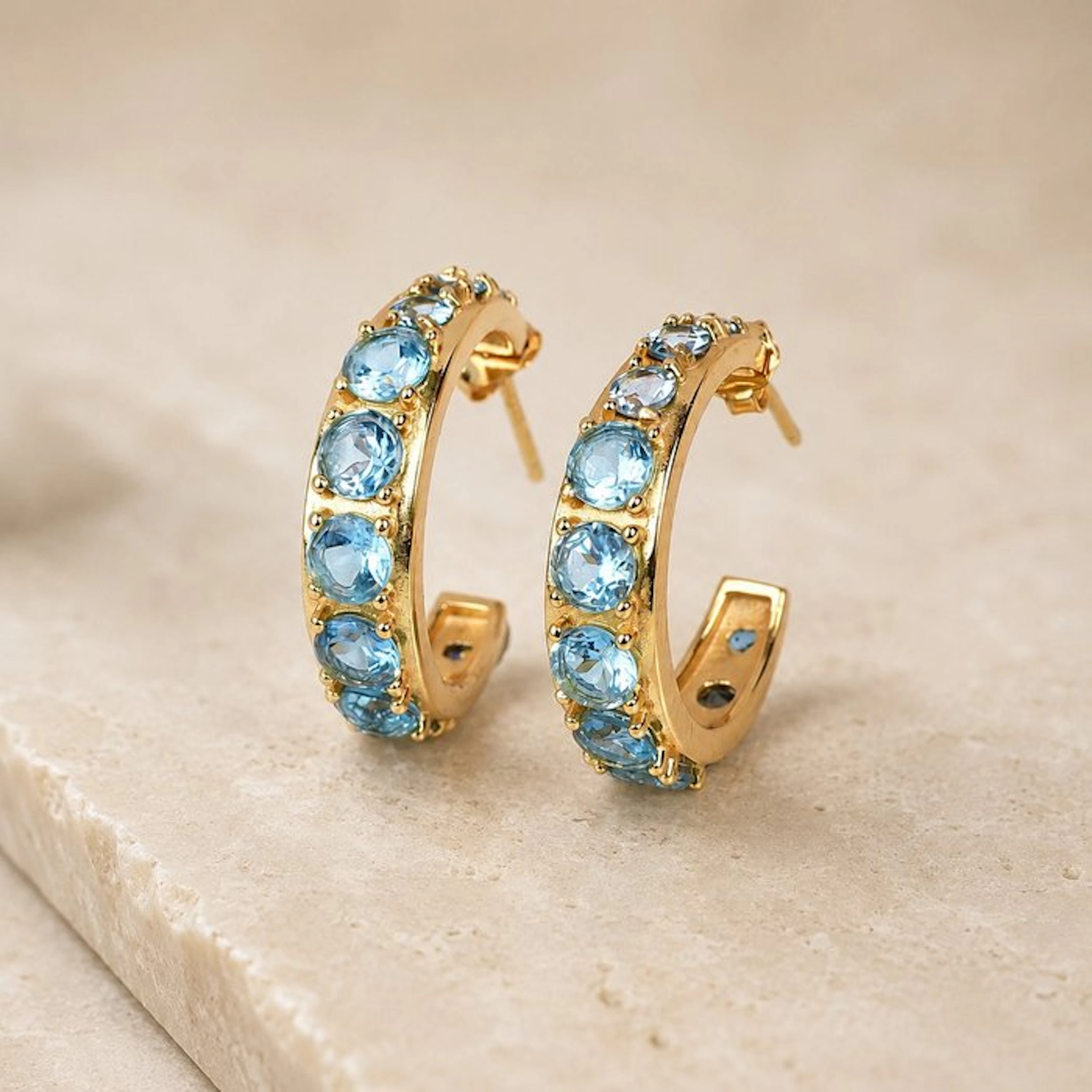 No reserve price - Earrings Silver - Topaz - Certified