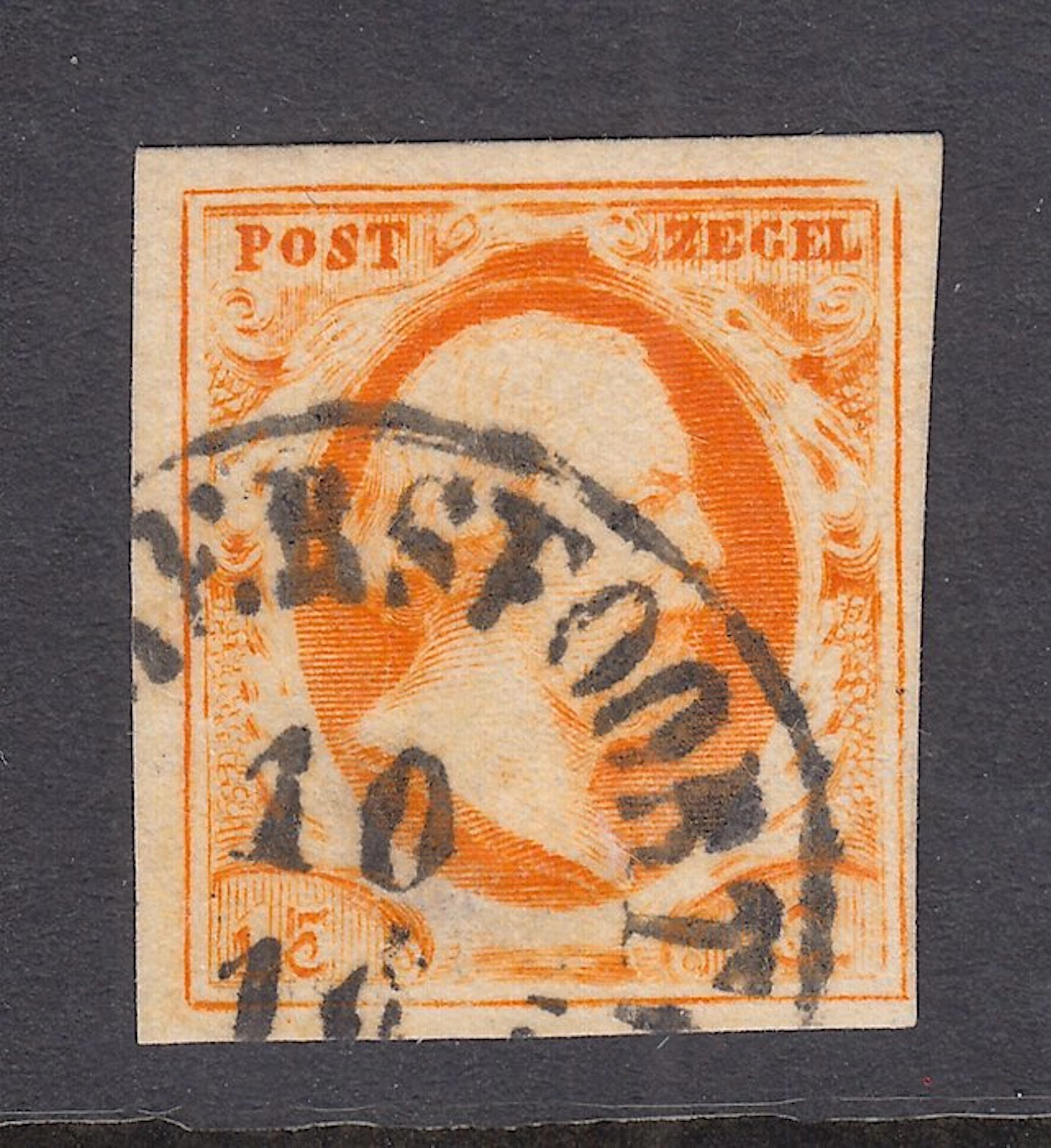 Netherlands 1852 - King William III, with half-circle Amersfoort B - NVPH 3