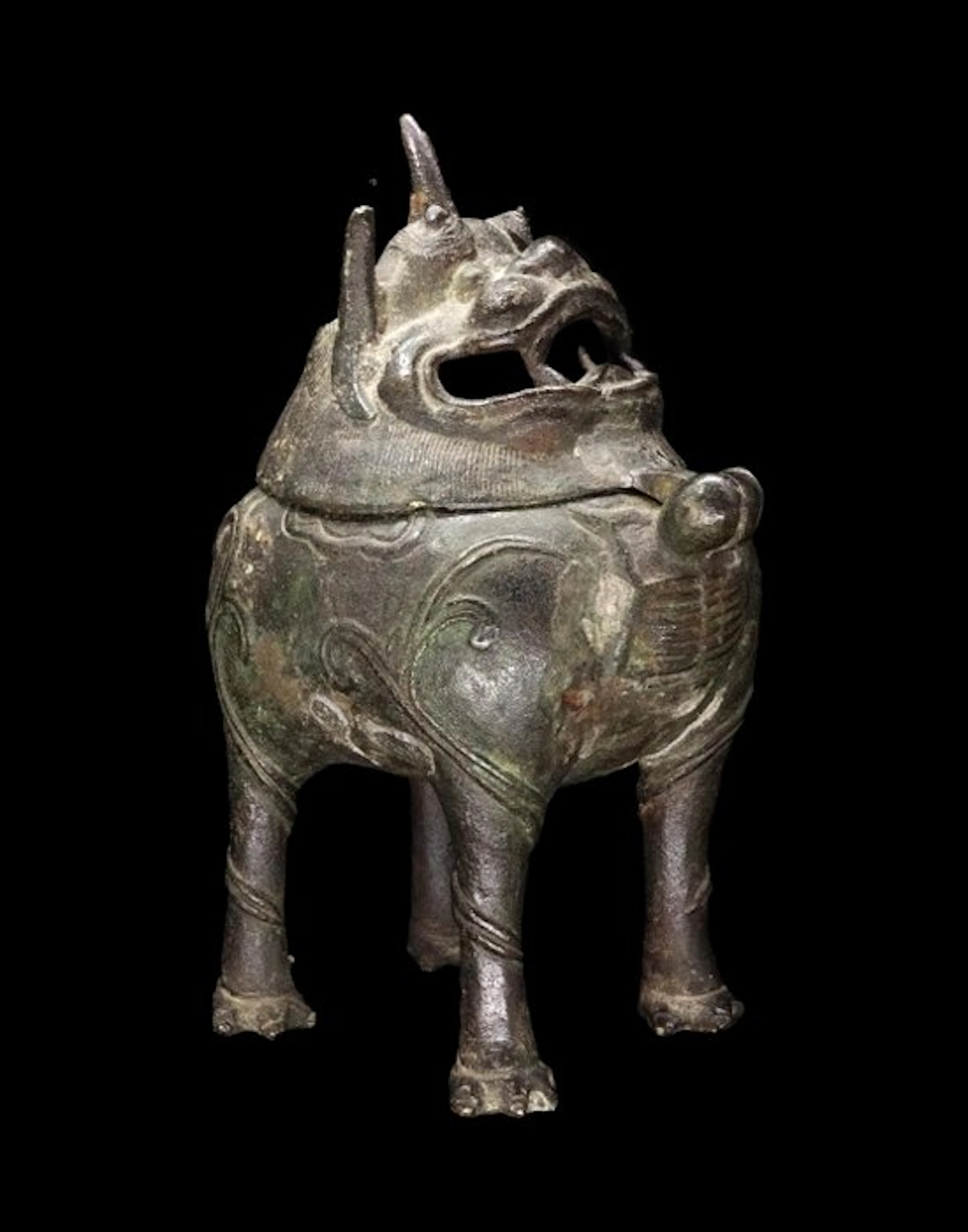Ancient Chinese - Incense burner - Bronze lion - Luduan...