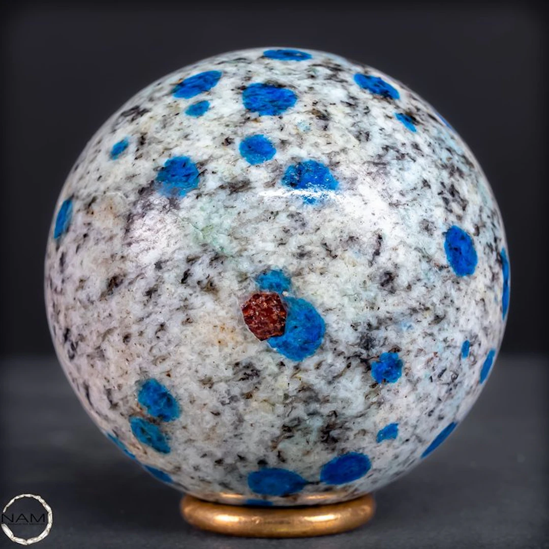 Natural K2 ball from Pakistan with bright blue azurite...