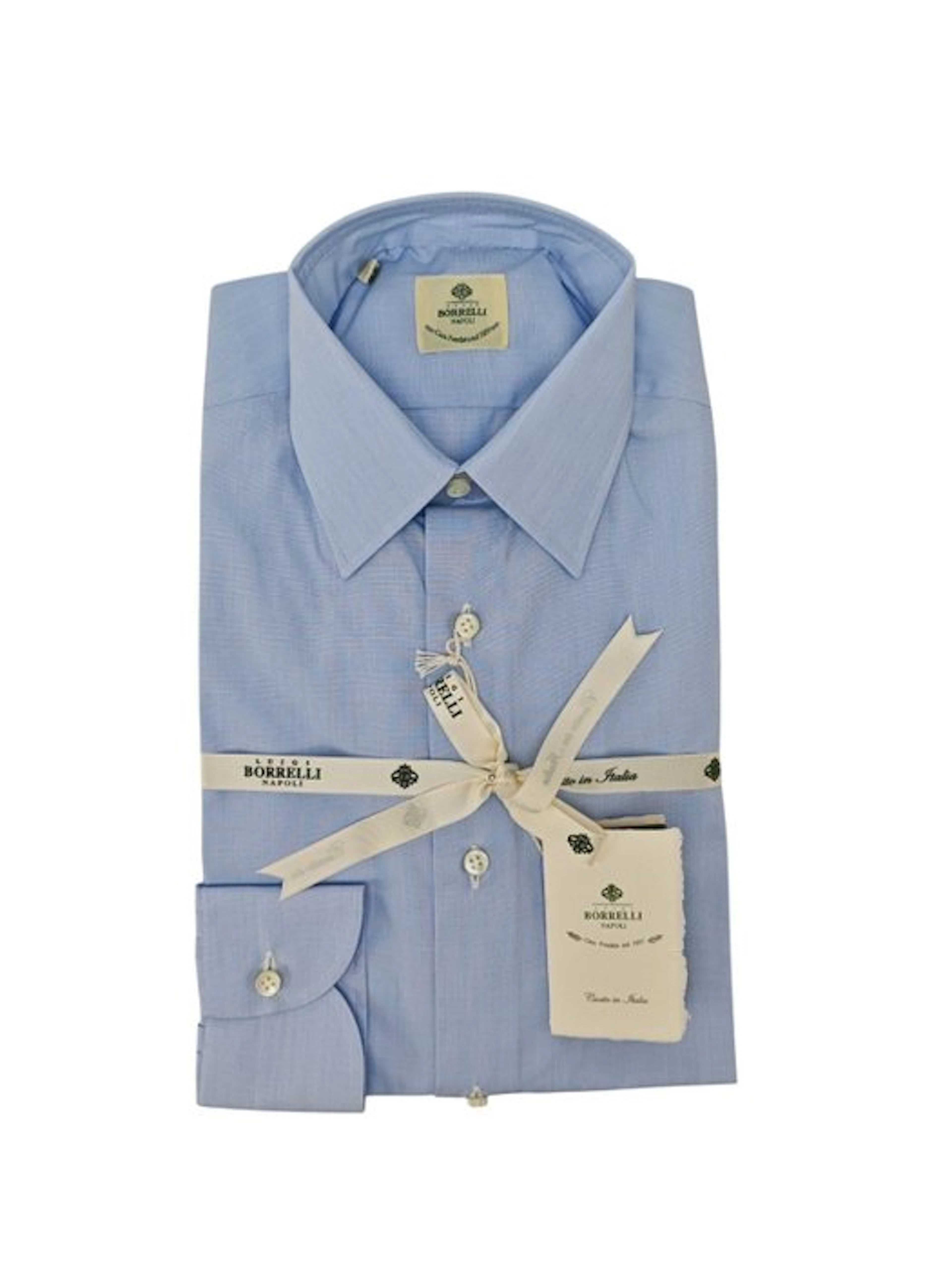 LUIGI BORRELLI NAPOLI - Size 14.5 - 37 - Shirt Blue - 8...