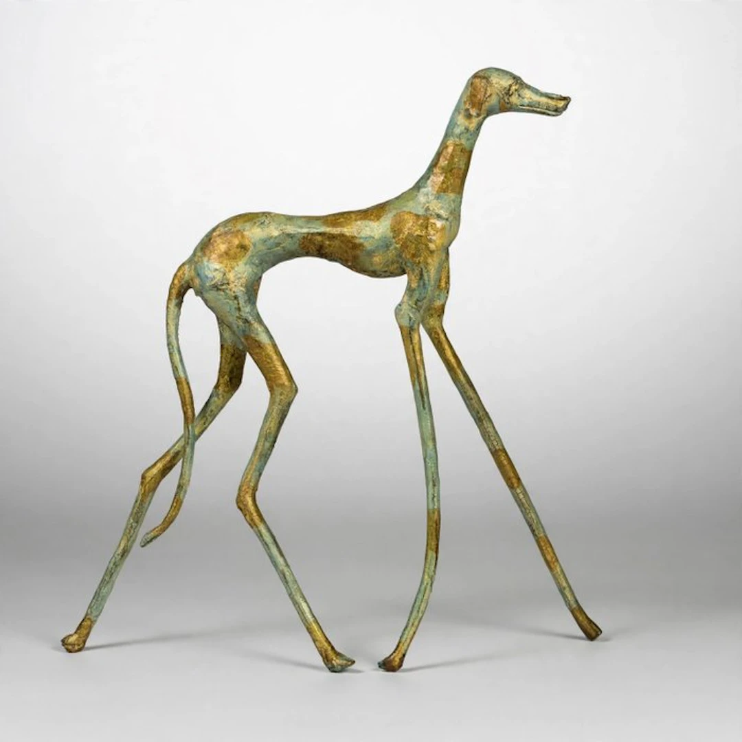 Abdoulaye Derme - Sculpture, Lévrier stylisé en bronze - 33 cm - Bronze