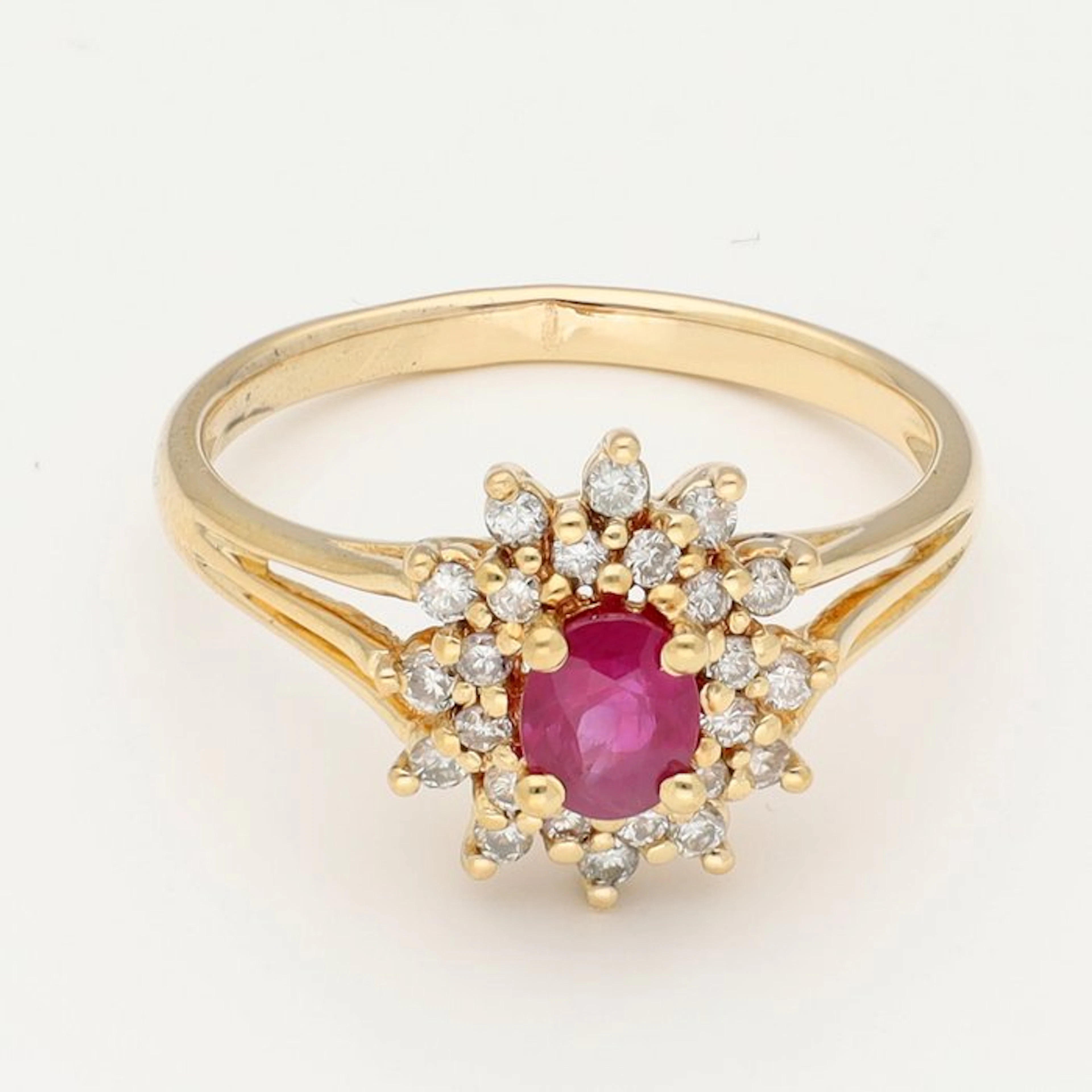 Ring - 18 kt. Yellow gold - Diamond - Ruby